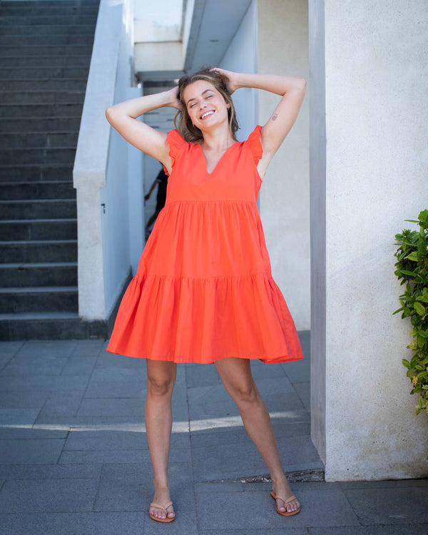 Astrid Dress Short - Plain Orange