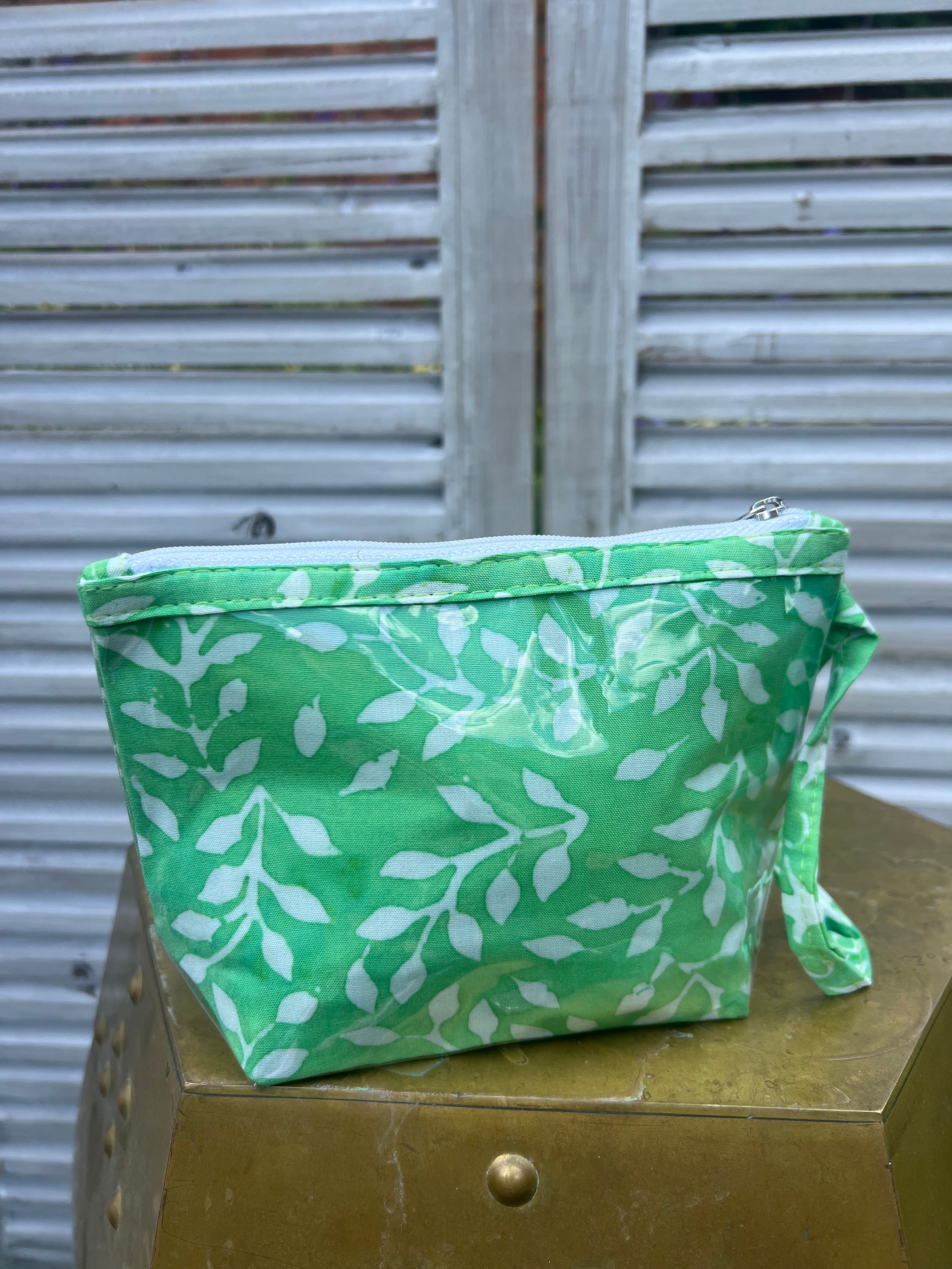 Green Batik Cosmetic Pouch