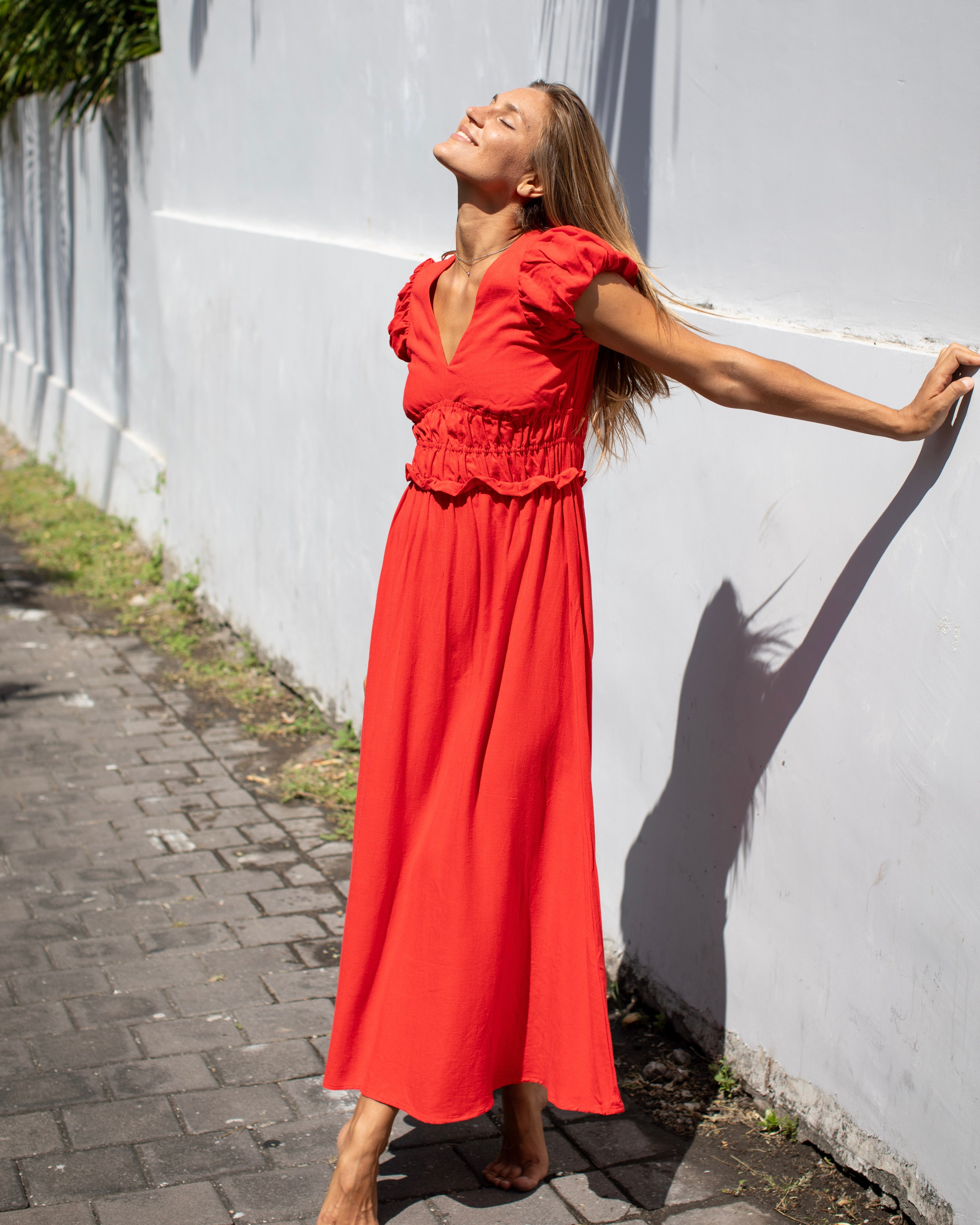 Luz Dress - Mandarin Red