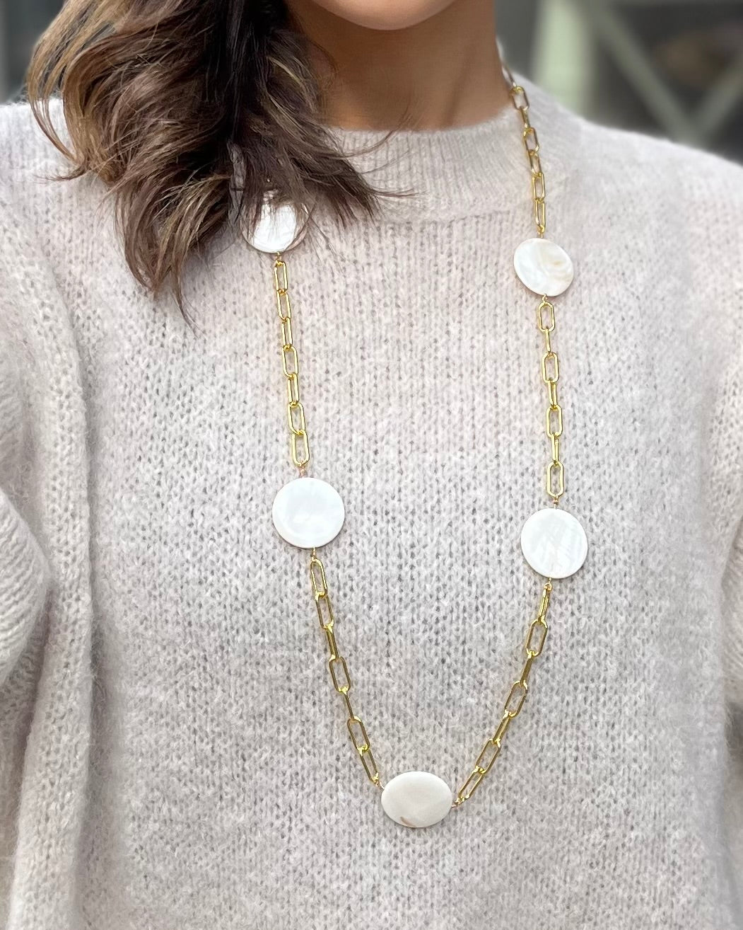 Lima Chunky Pearl Disc Necklace