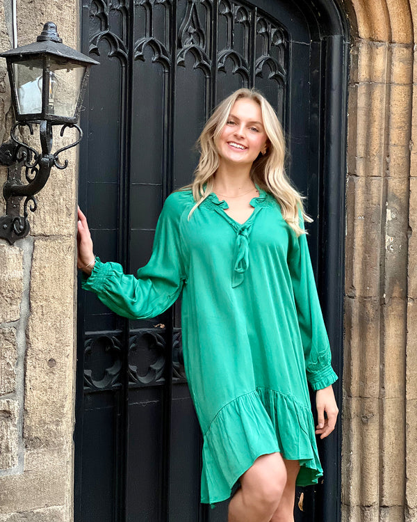 Carmel Dress - Bamboo Satin Fern Green