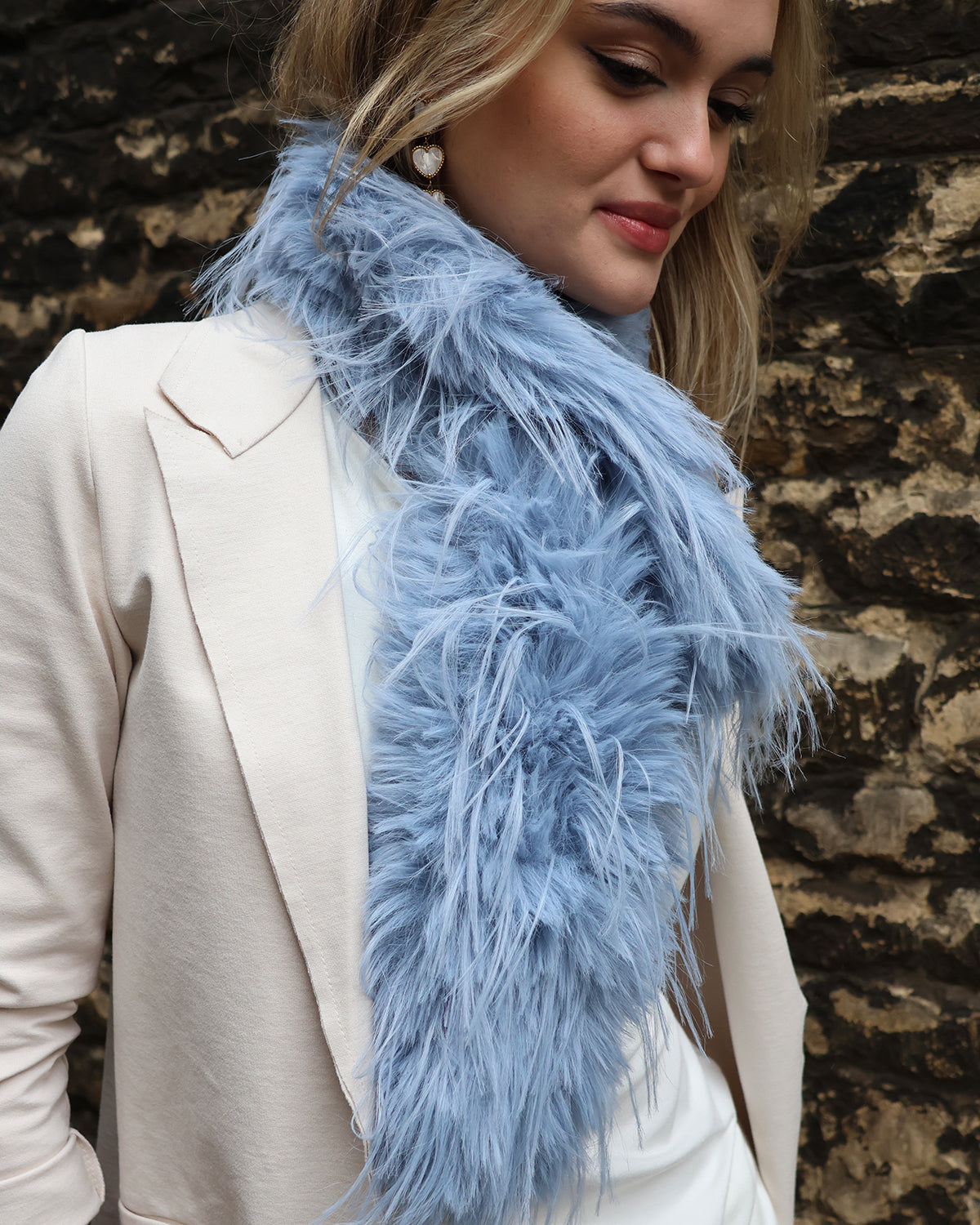 Blue Faux Fur Scarf