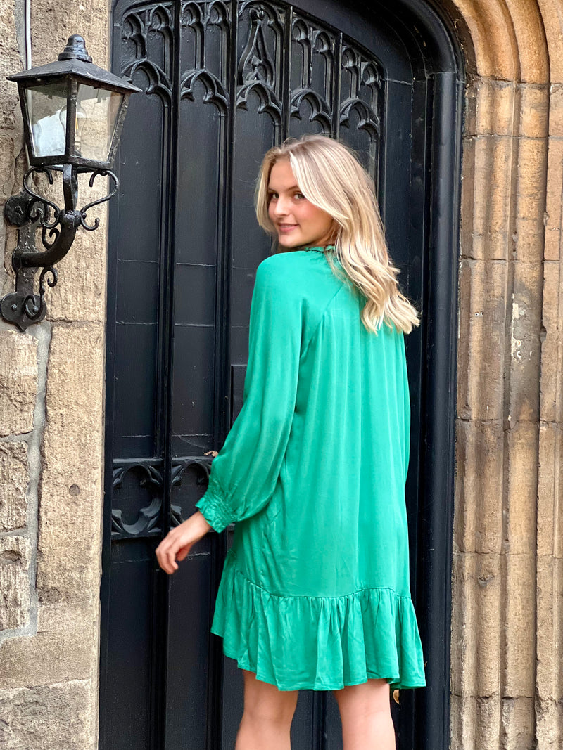 Carmel Dress - Bamboo Satin Fern Green