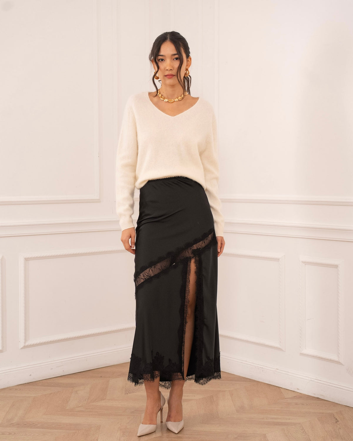 Felicia Skirt - Black Satin