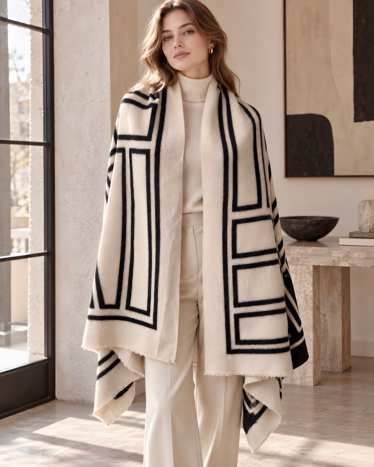 Astoria Geometric Wrap - Cream