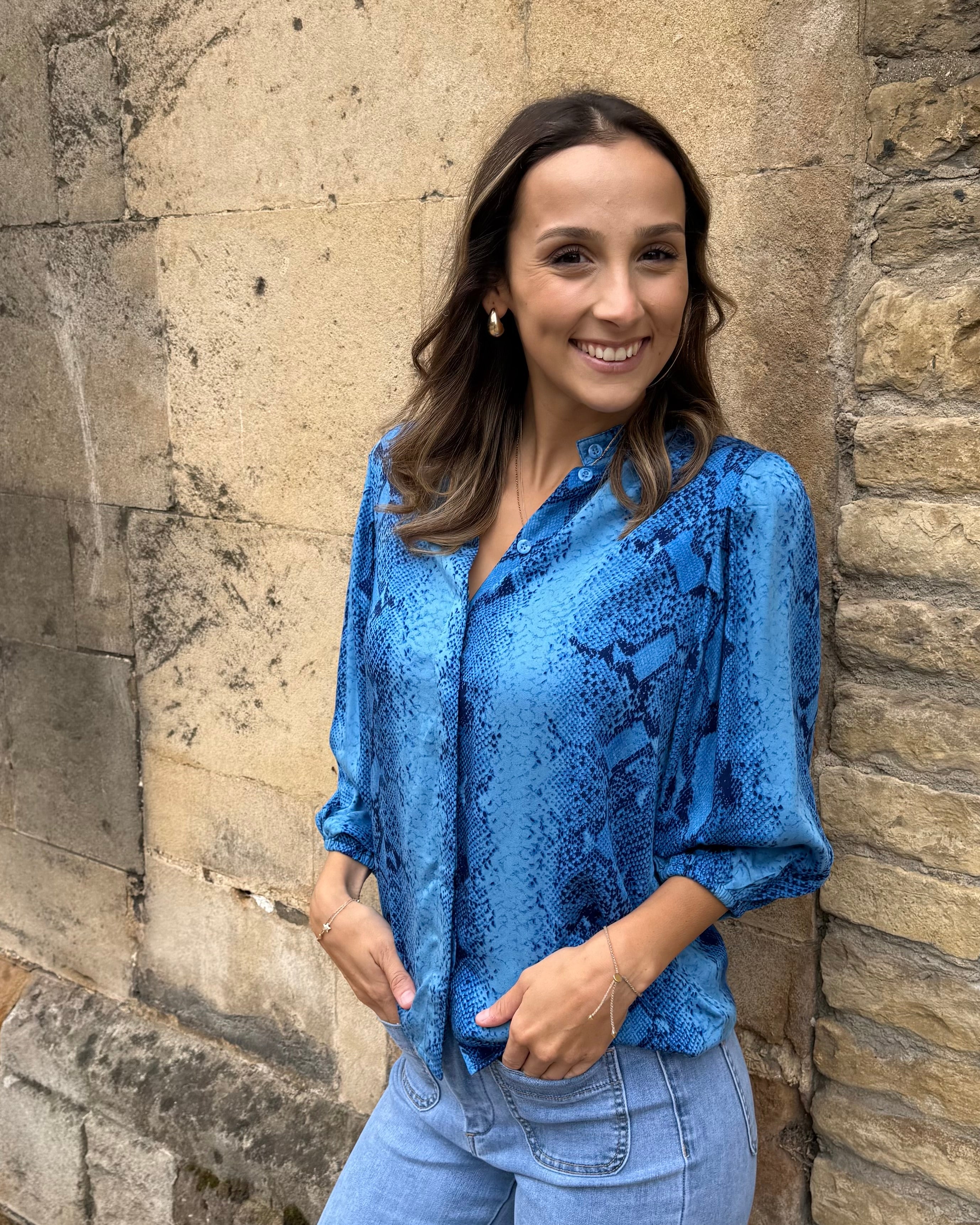 Molly Top - Insignia Blue Snakeskin