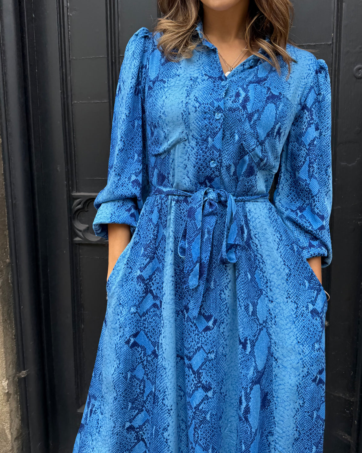 Simone Dress - Insignia Blue Snakeskin