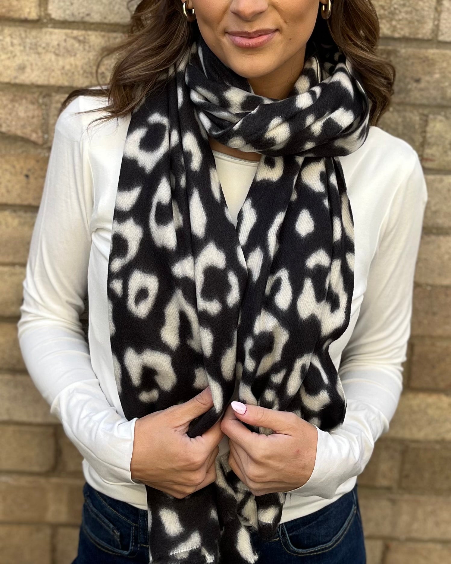 Zoe Scarf - Black White Cheetah