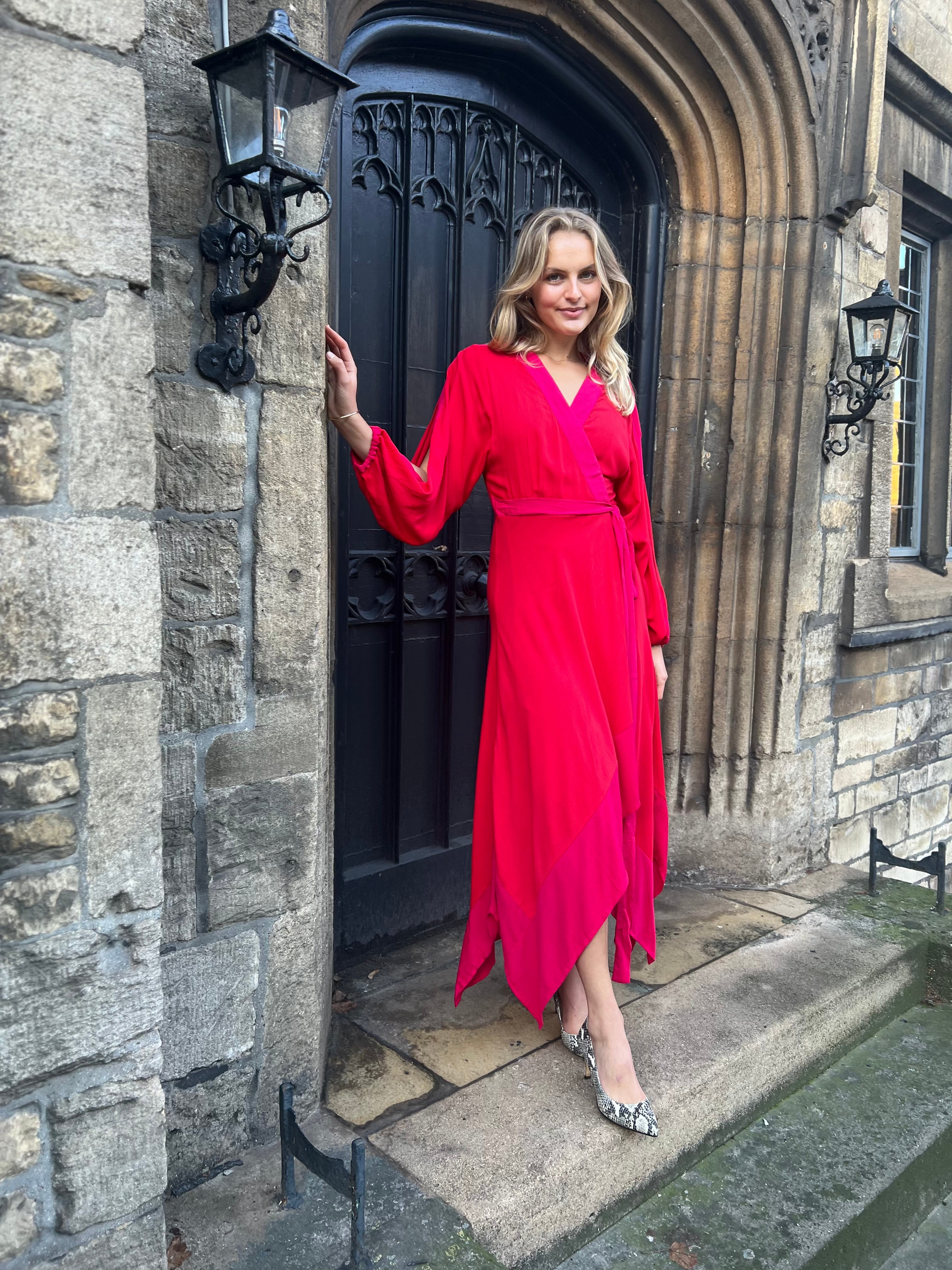 Camilla Dress  -Red / Pink Crinkle