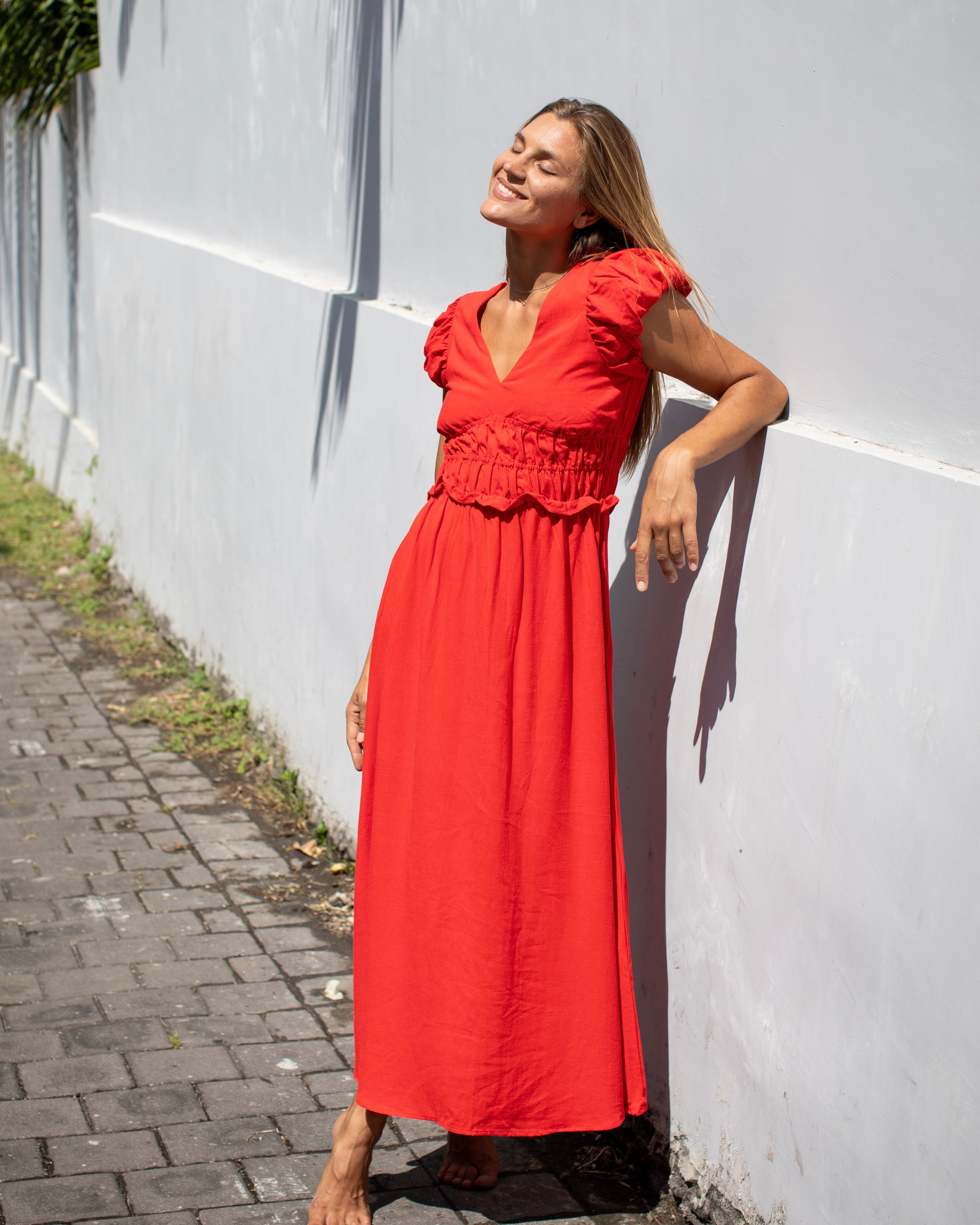 Luz Dress - Mandarin Red