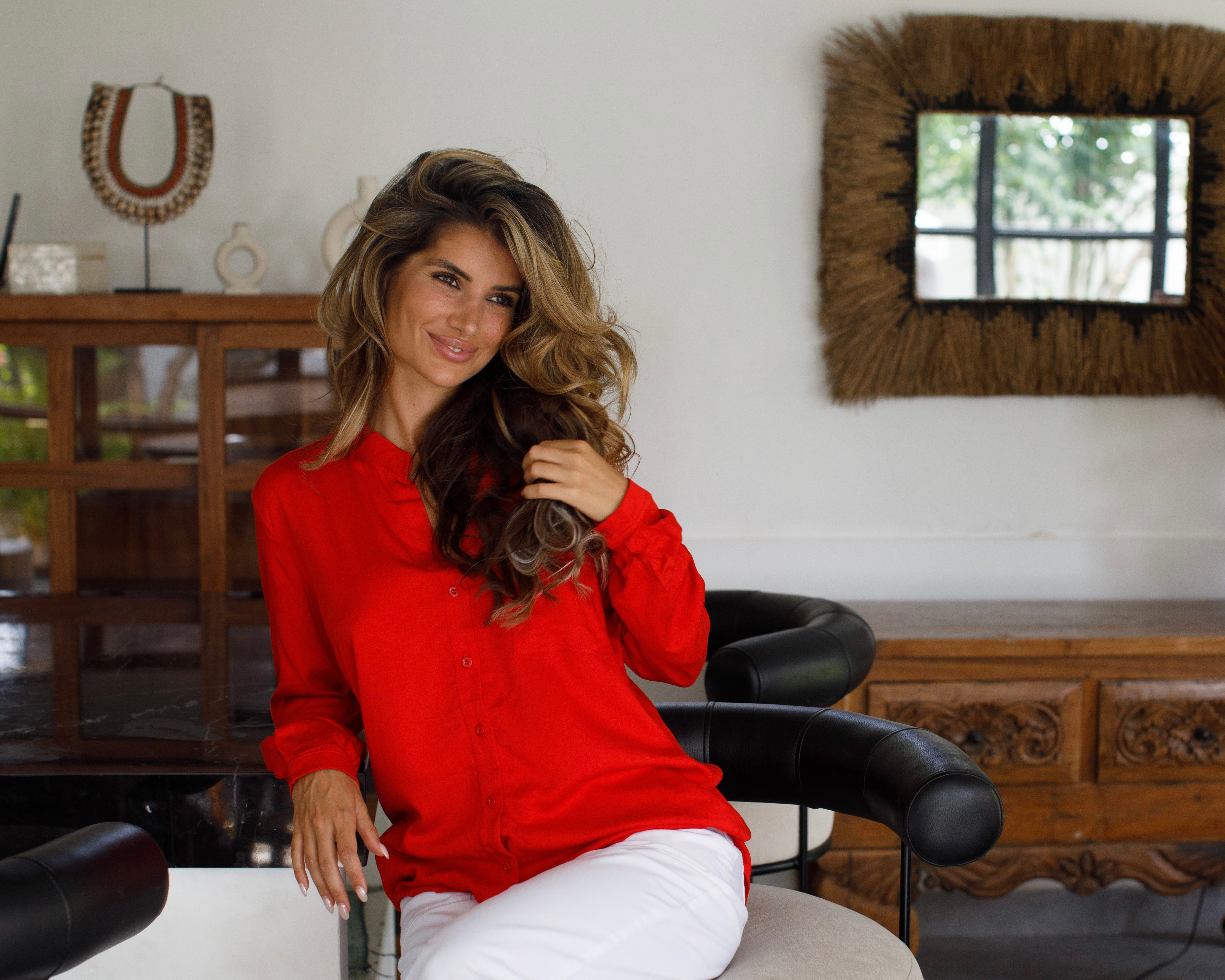 Eden Top - Red Bamboo Satin