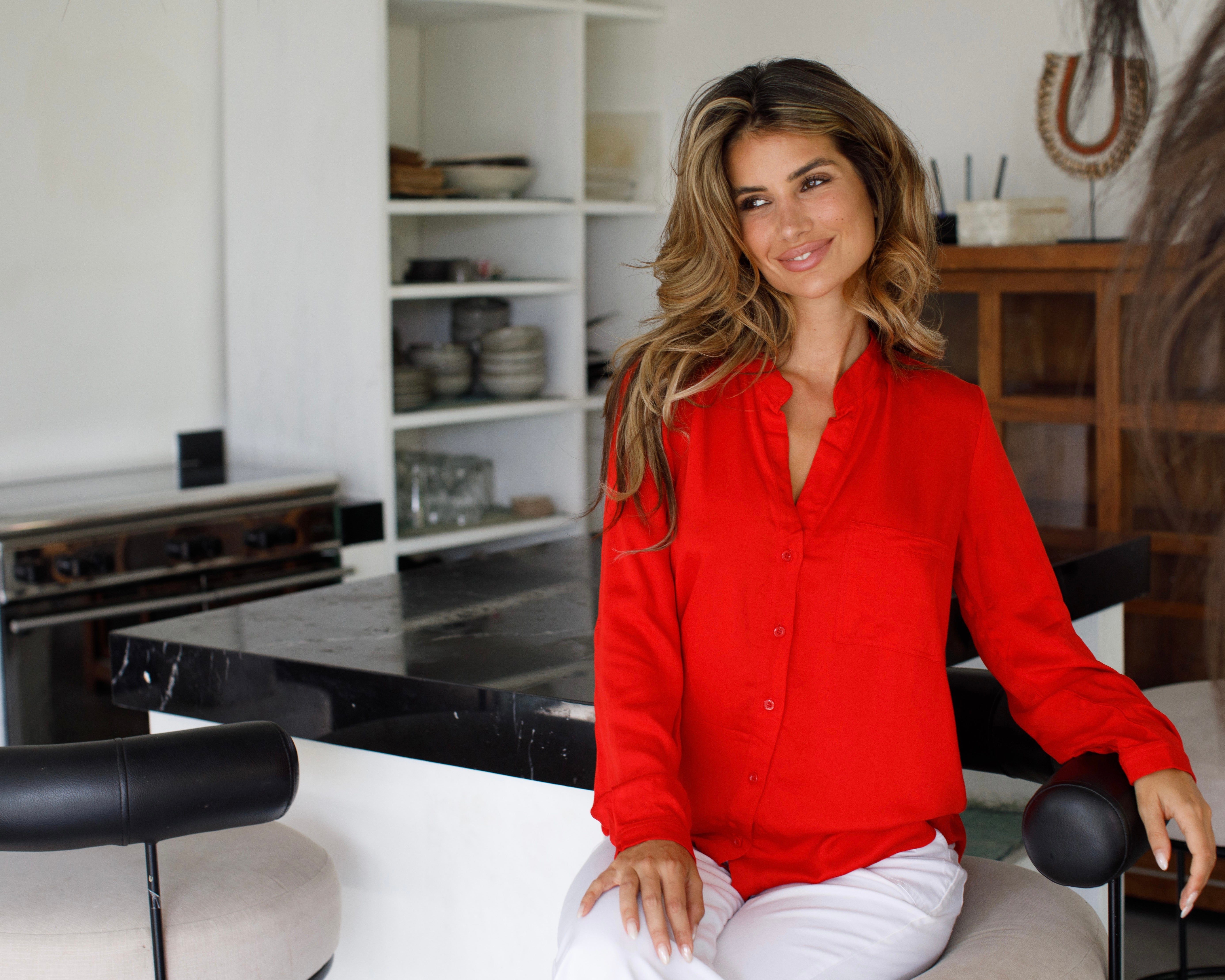 Eden Top - Red Bamboo Satin