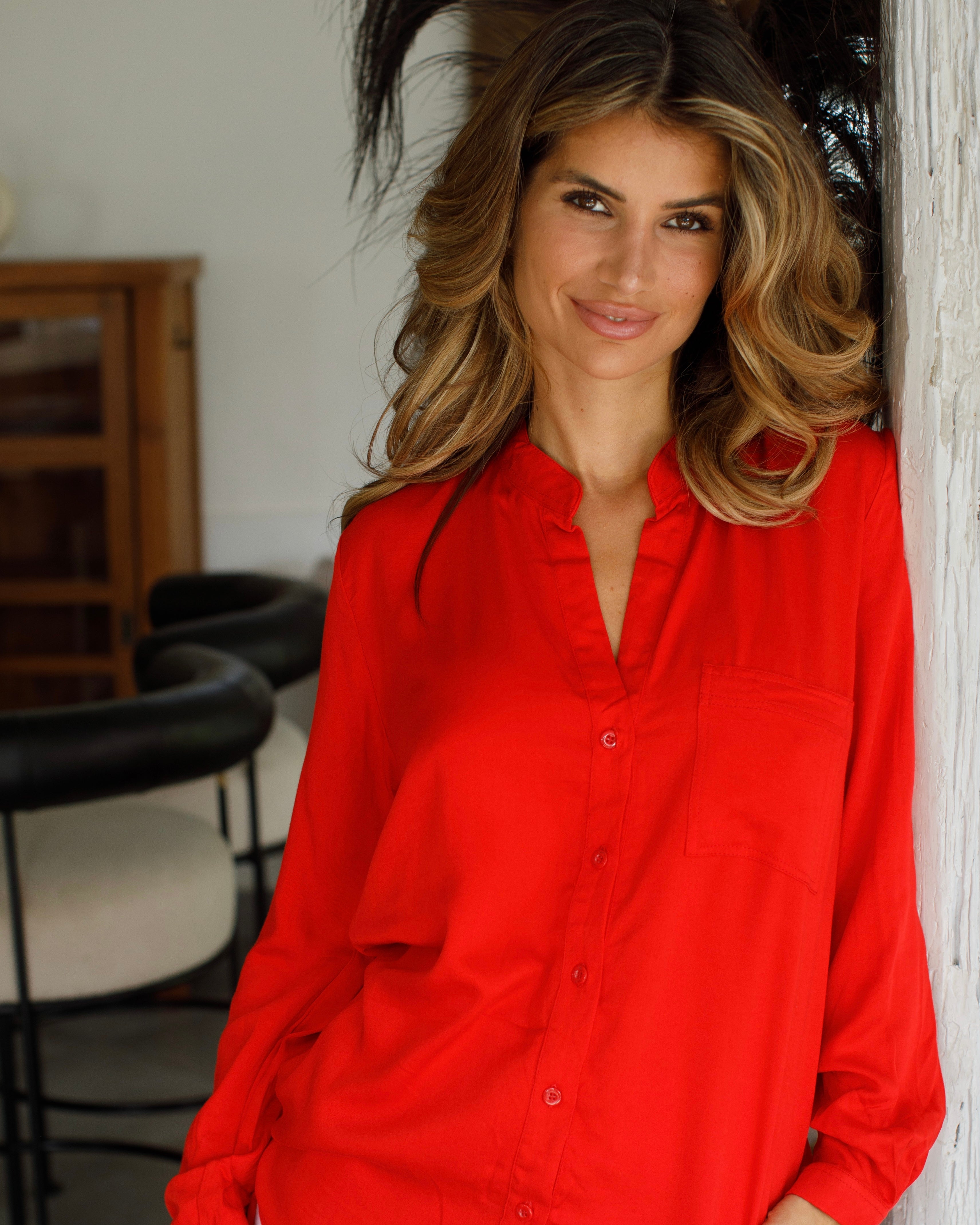 Eden Top - Red Bamboo Satin