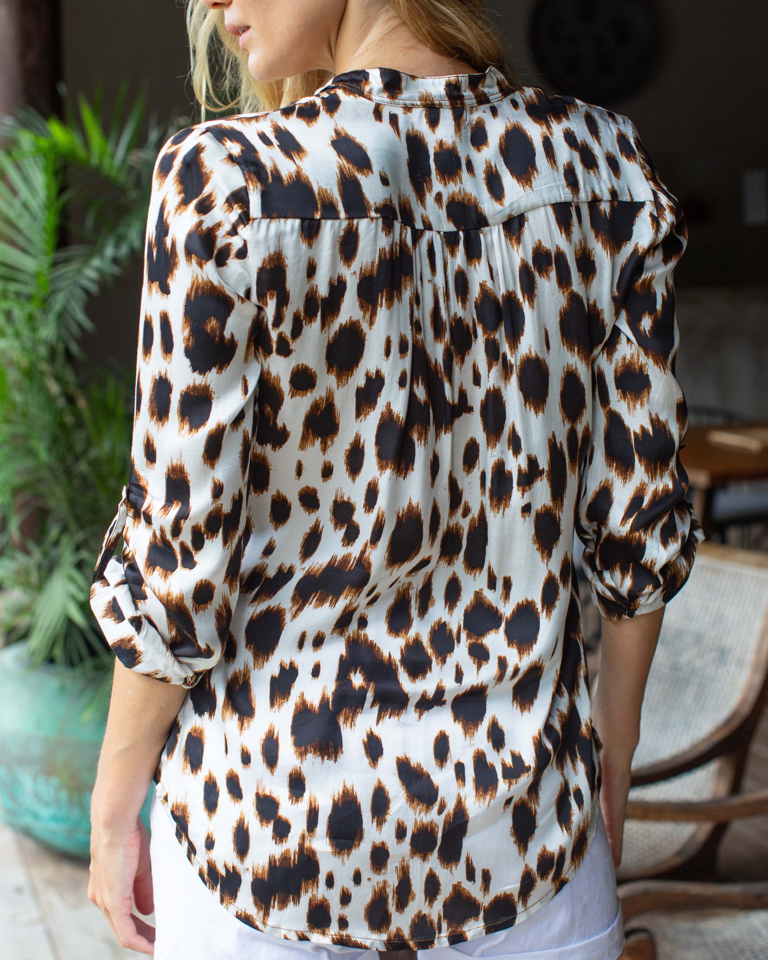 Eden Shirt - Brown Leopard Silk