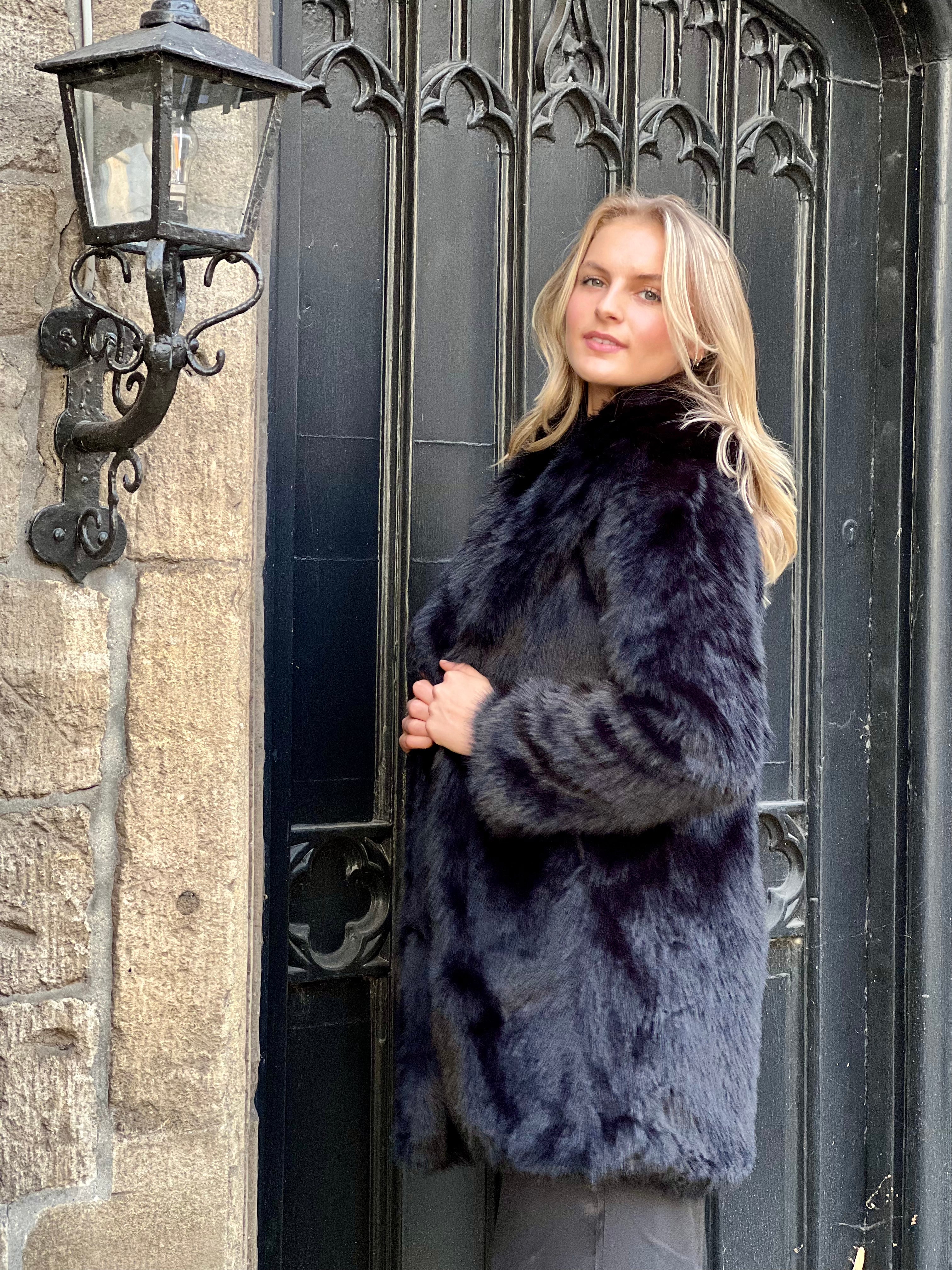 Alessandra Faux Fur Coat - Black