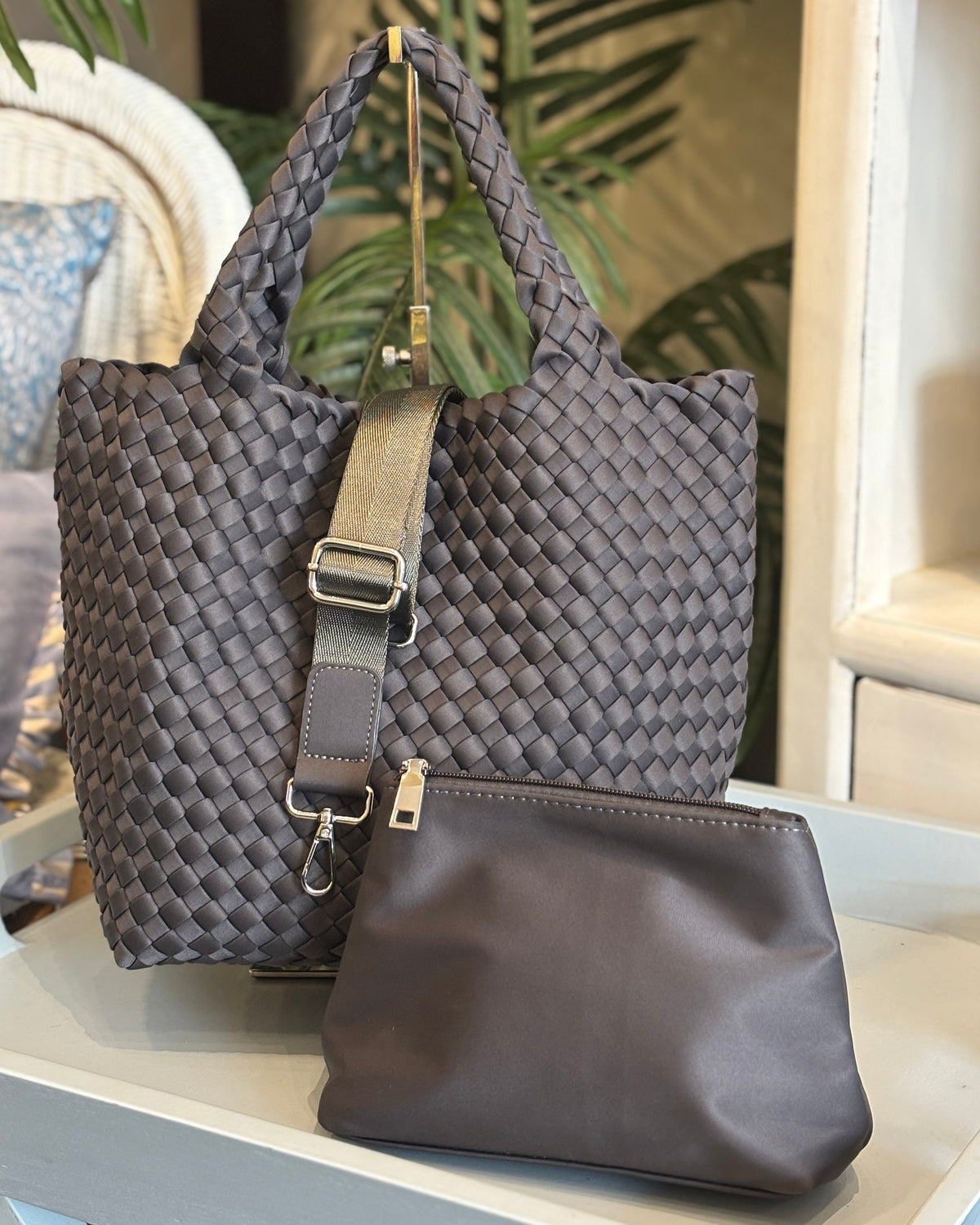 Riviera Woven Tote - Grey