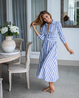 Florence Dress - Cotton Blue Stripe