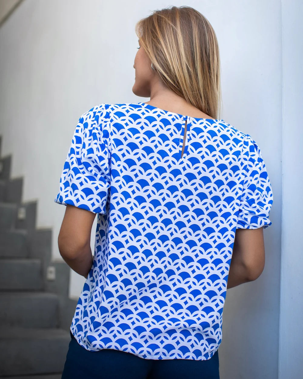 Frances Top - Swedish Blue Semi Circle