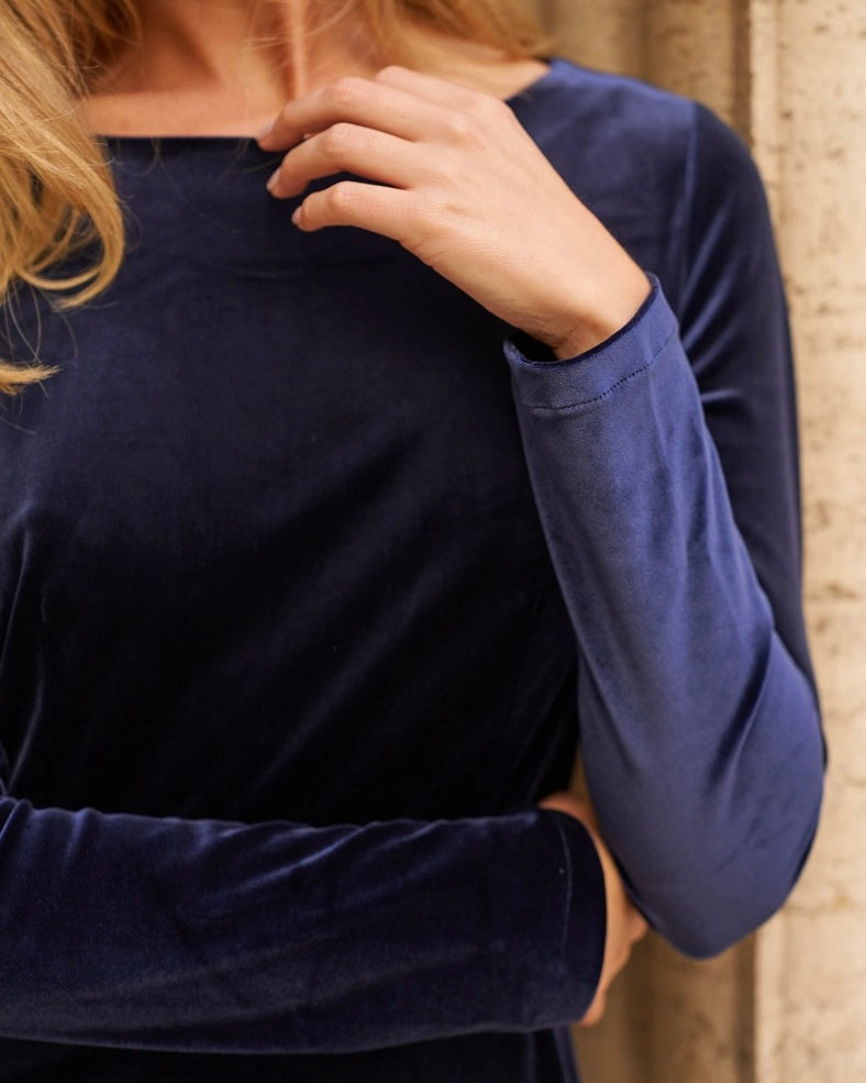 Violet Velvet Dress - Navy