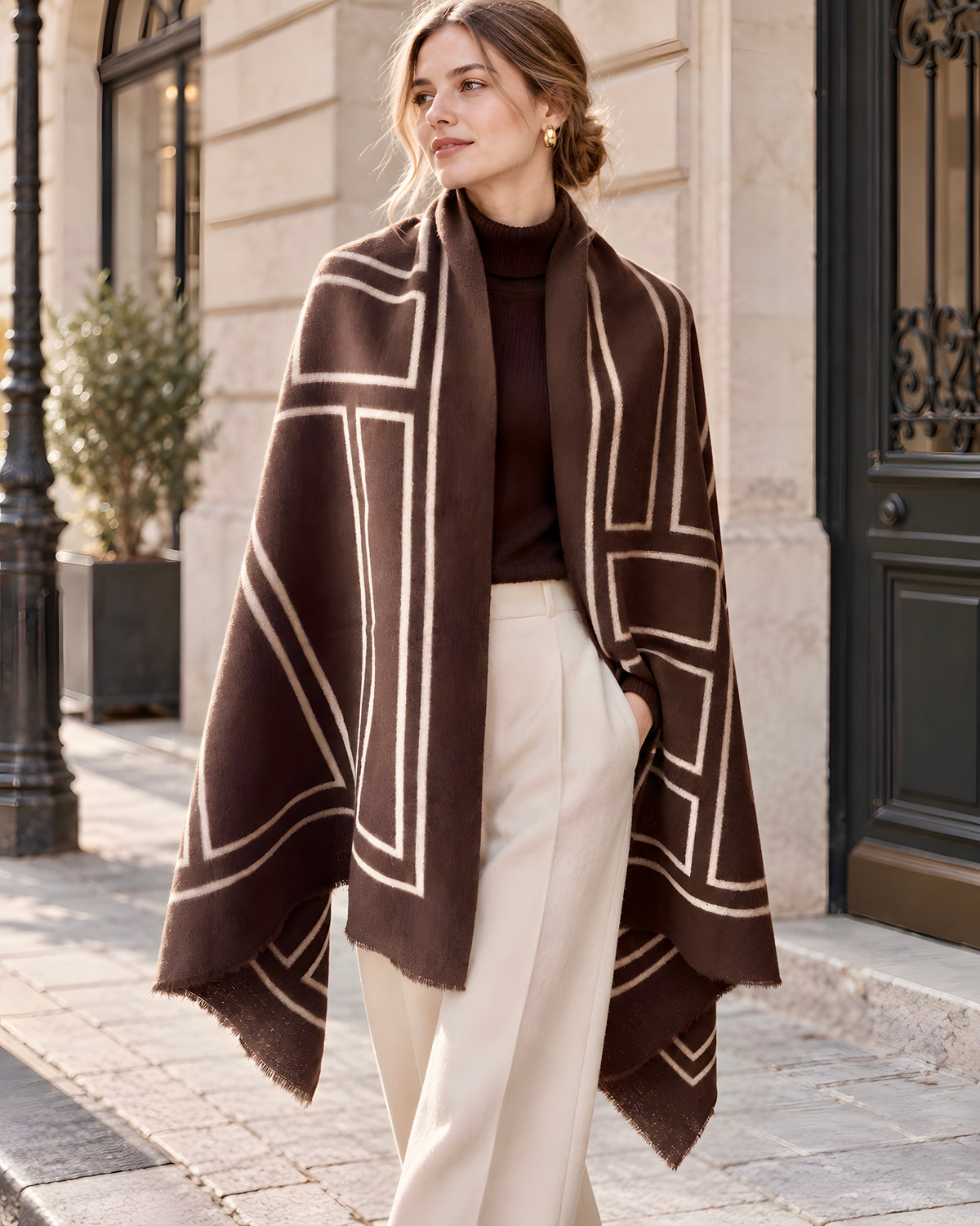 Astoria Geometric Wrap - Coffee