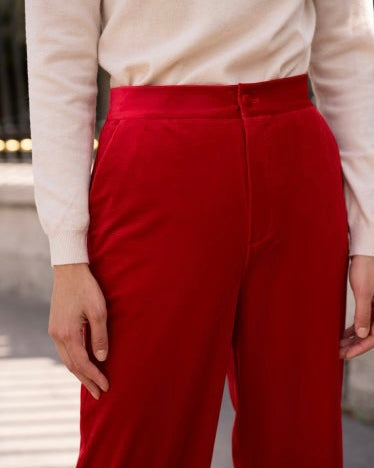 Juliette Velvet Trousers - Red