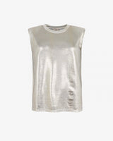Axana Shoulder Pad T Shirt - Mother of Pearl