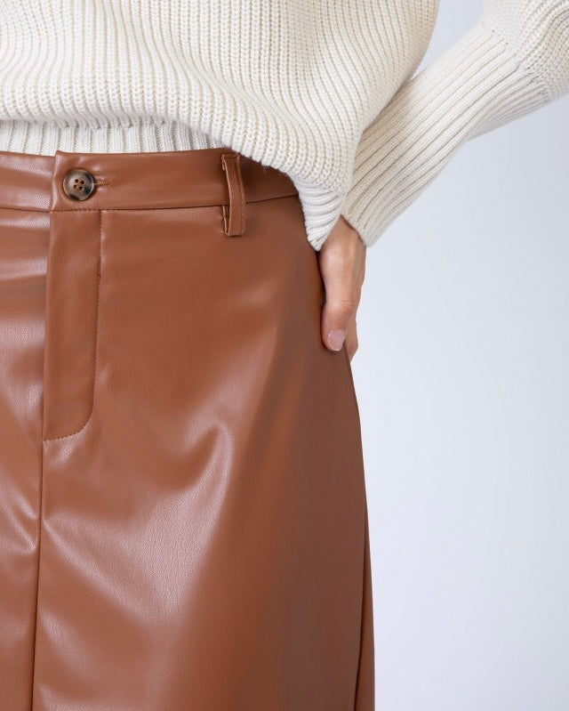 Julina Faux Leather Skirt - Camel
