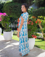 Gabriella Dress - Turquoise Grey Tie Dye