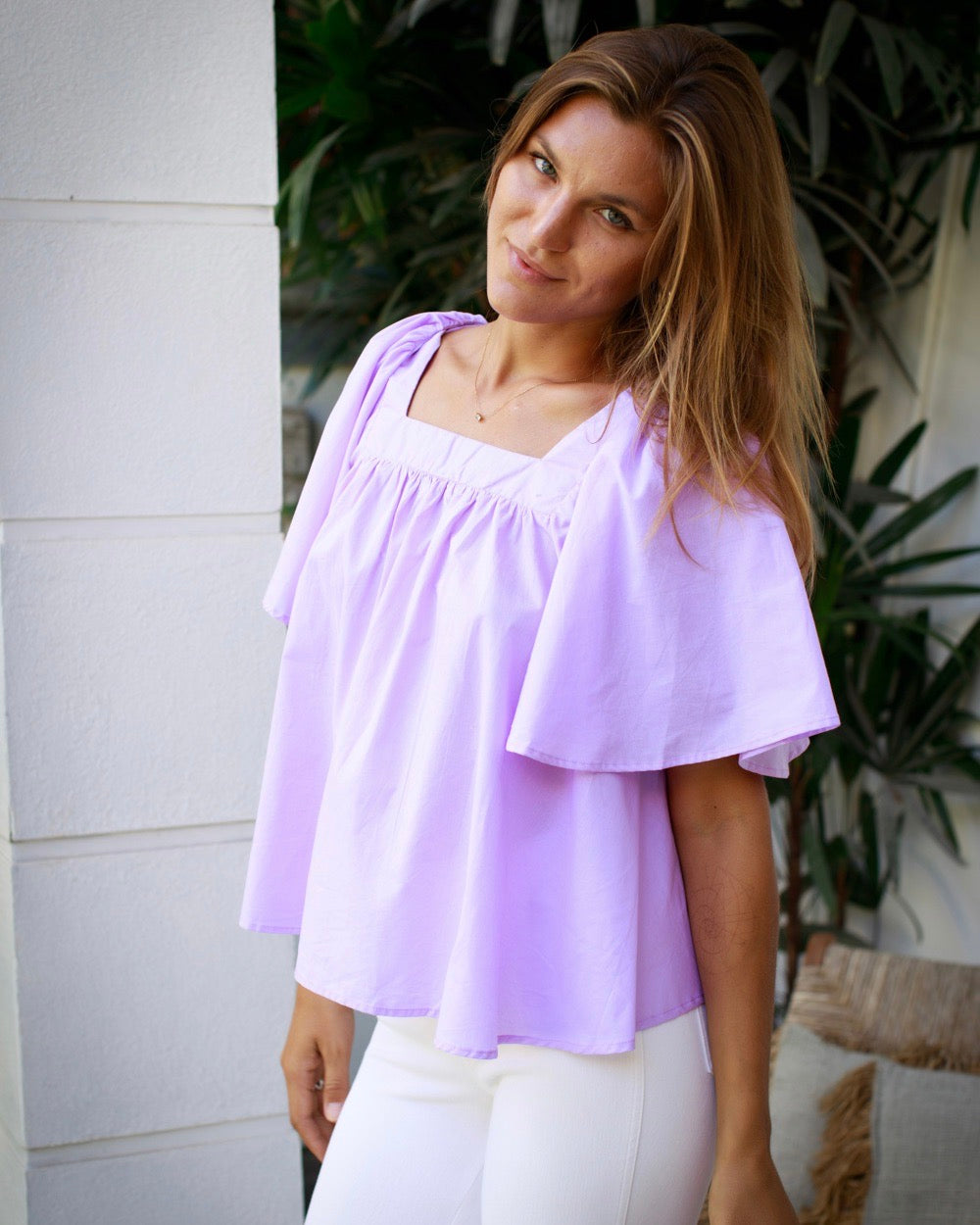 Gigi Top - Lavender Cotton
