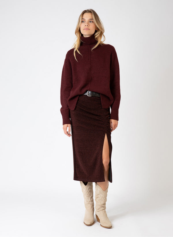 Lipy Roll Neck Jumper - Cassis