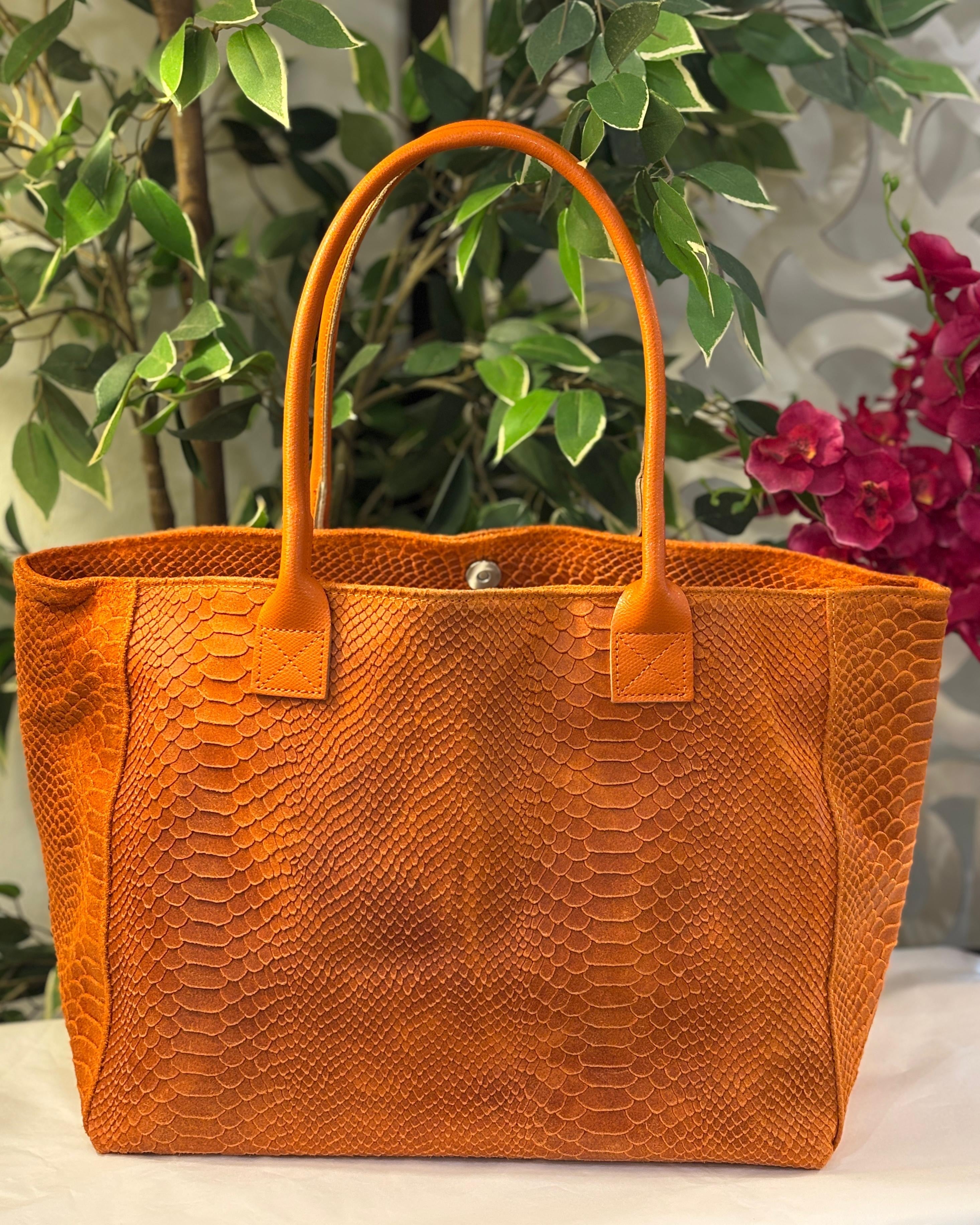 Bolsena Leather Tote - Orange