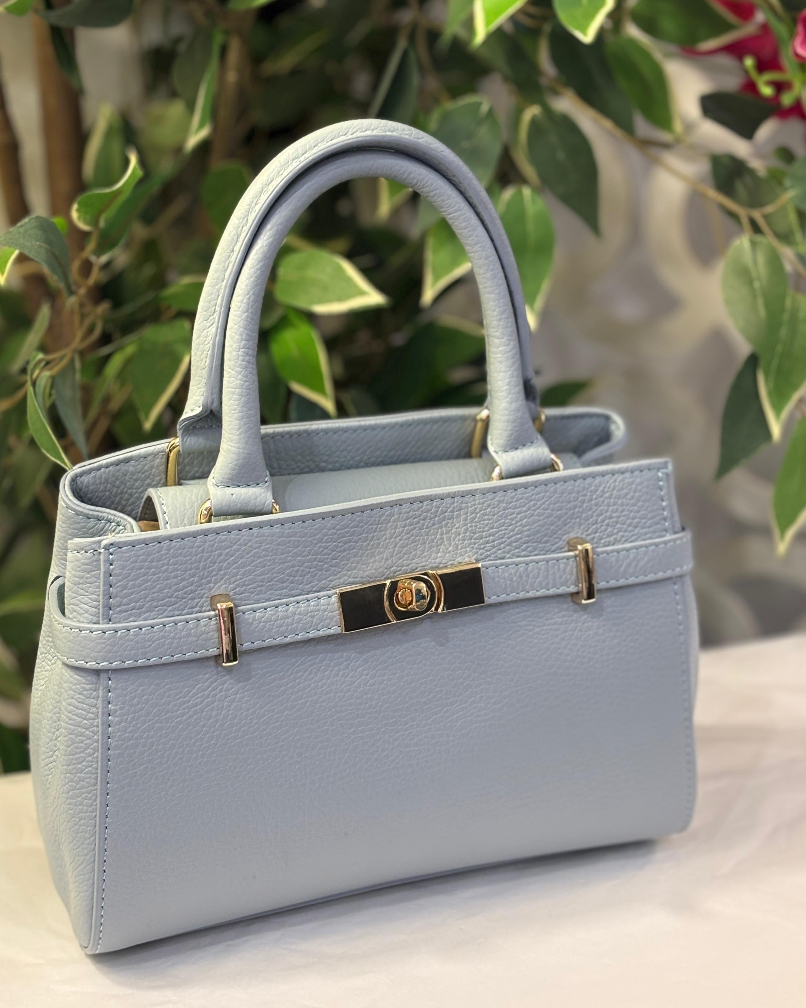 Minori Leather Bag - Baby Blue