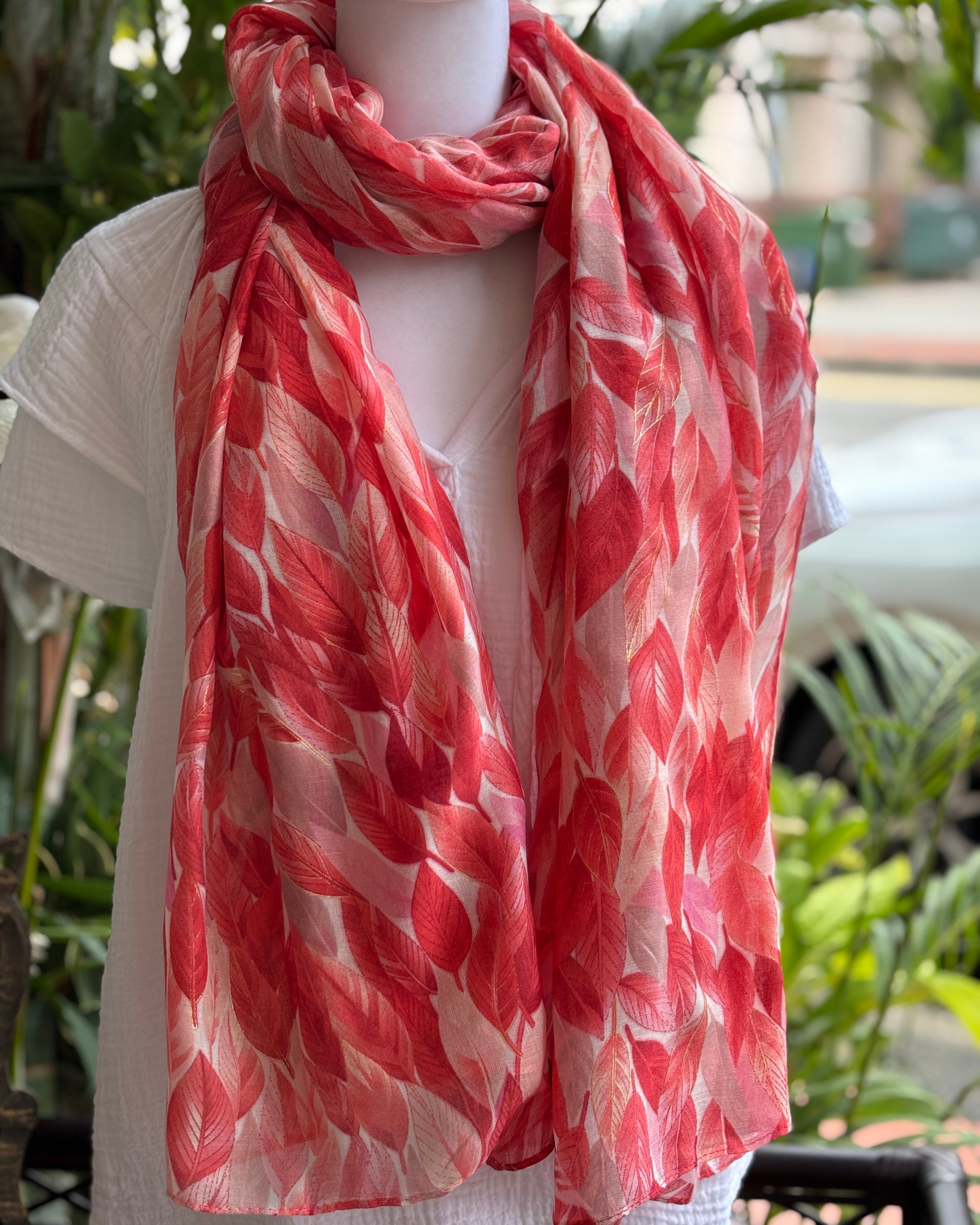 Orange leaf scarf