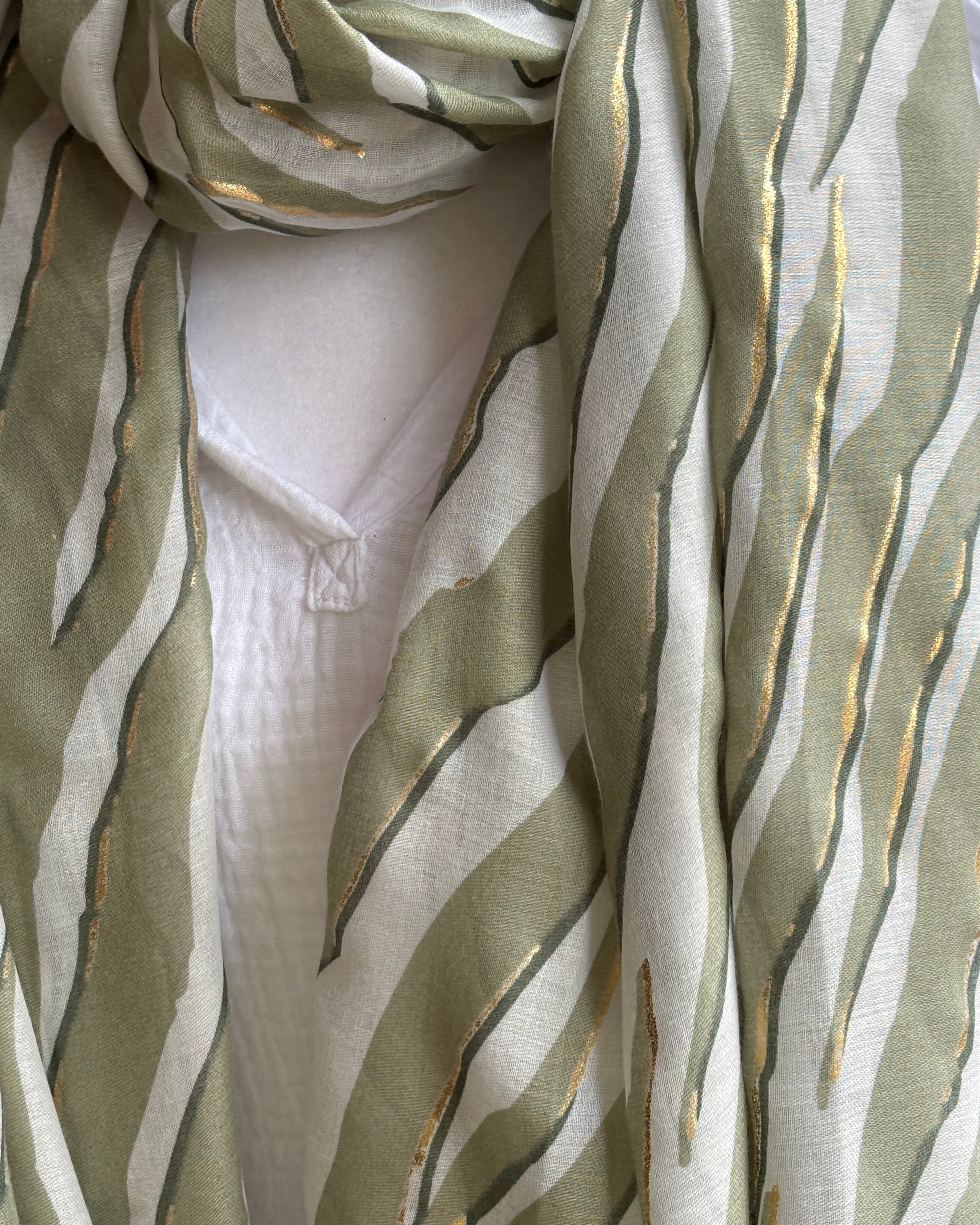 Khaki and gold zebra scarf