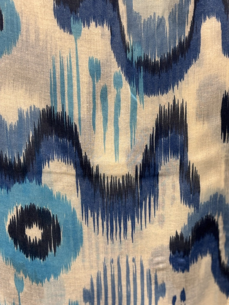 Aqua and blue ikat scarf