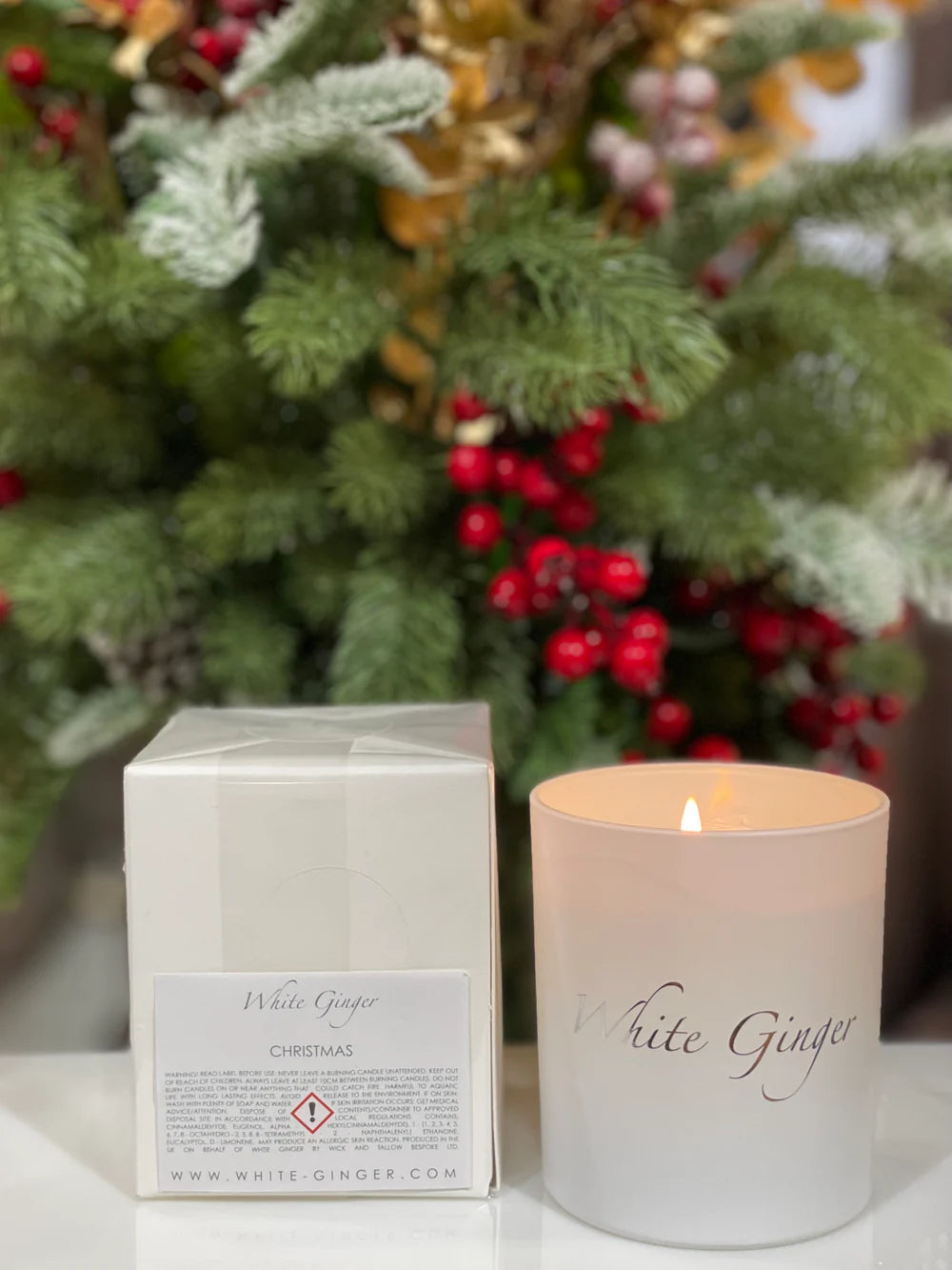 White Ginger Christmas Candle