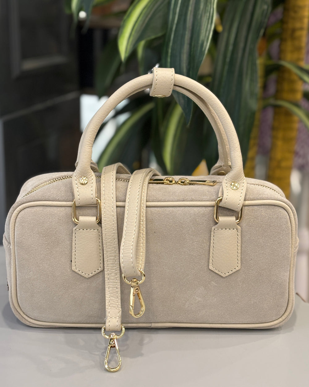Pienza Suede Bag - Cream