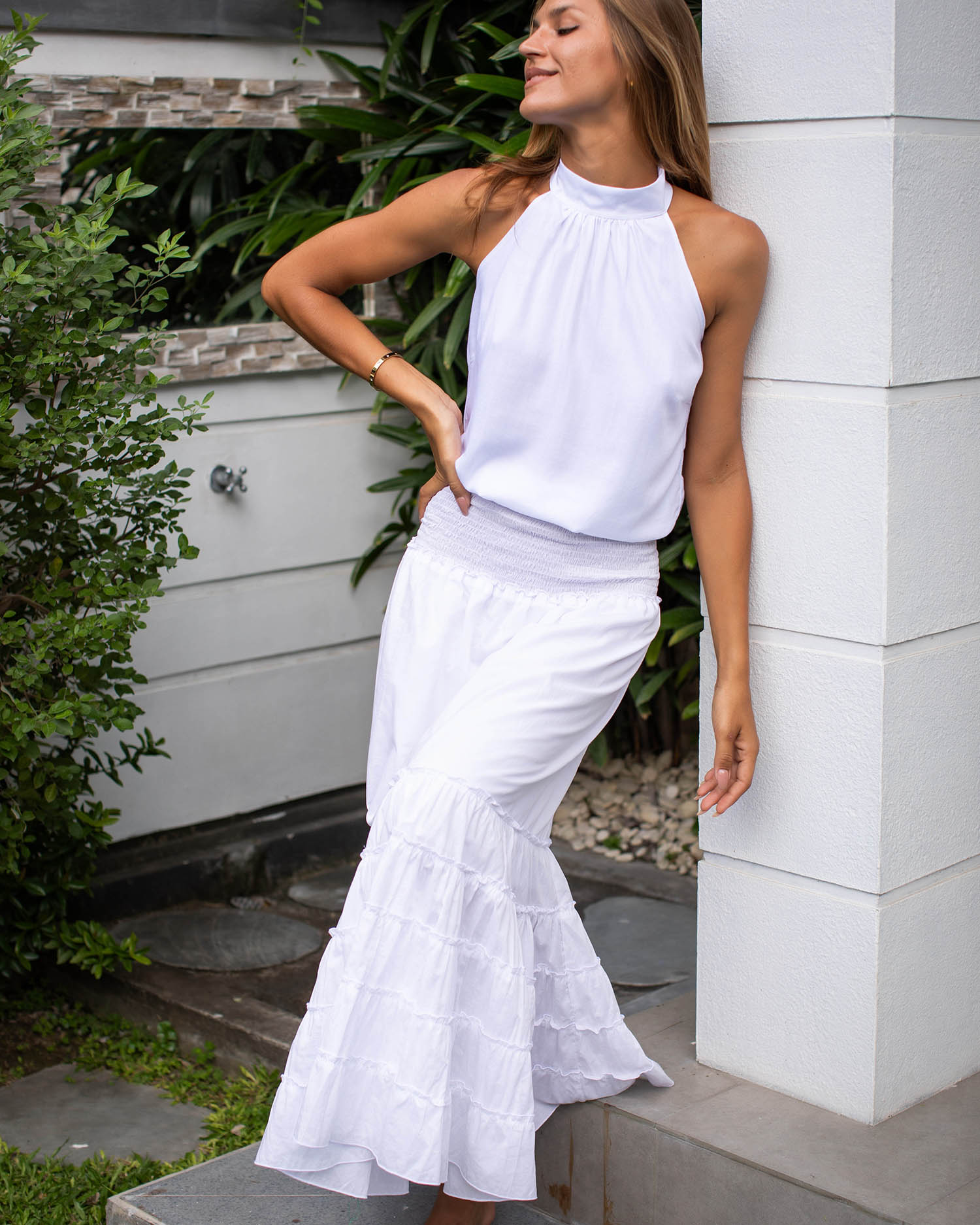 St Tropez Skirt Dress - White Cotton