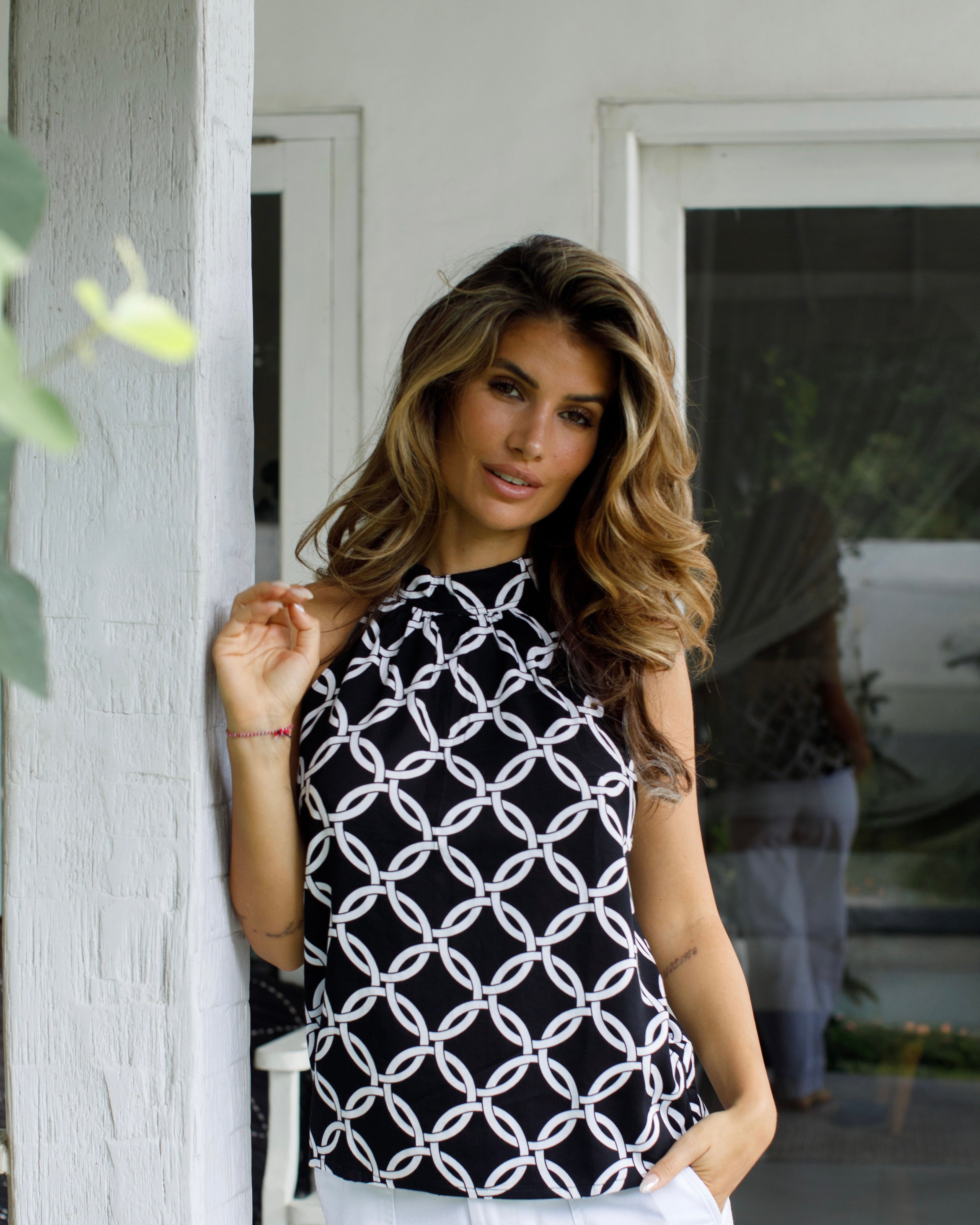 Lana Top - Black Olympic Circle