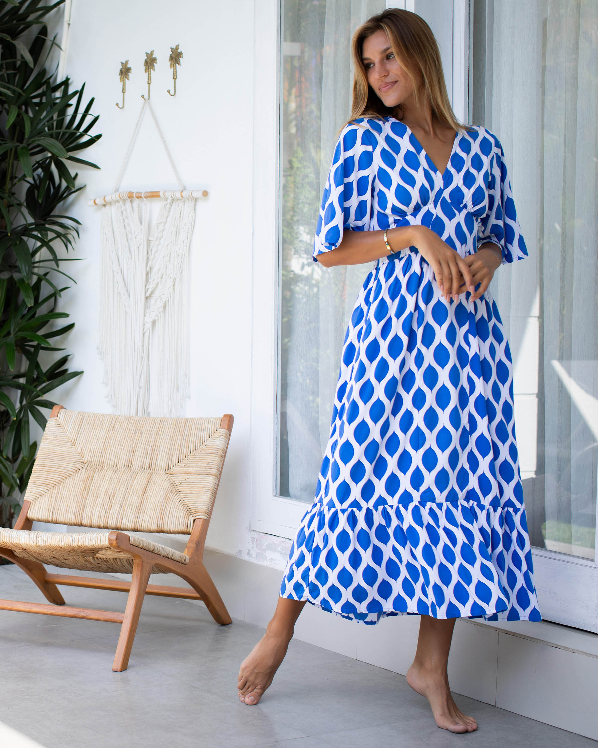 Willa Dress - Swedish Blue London Trellis