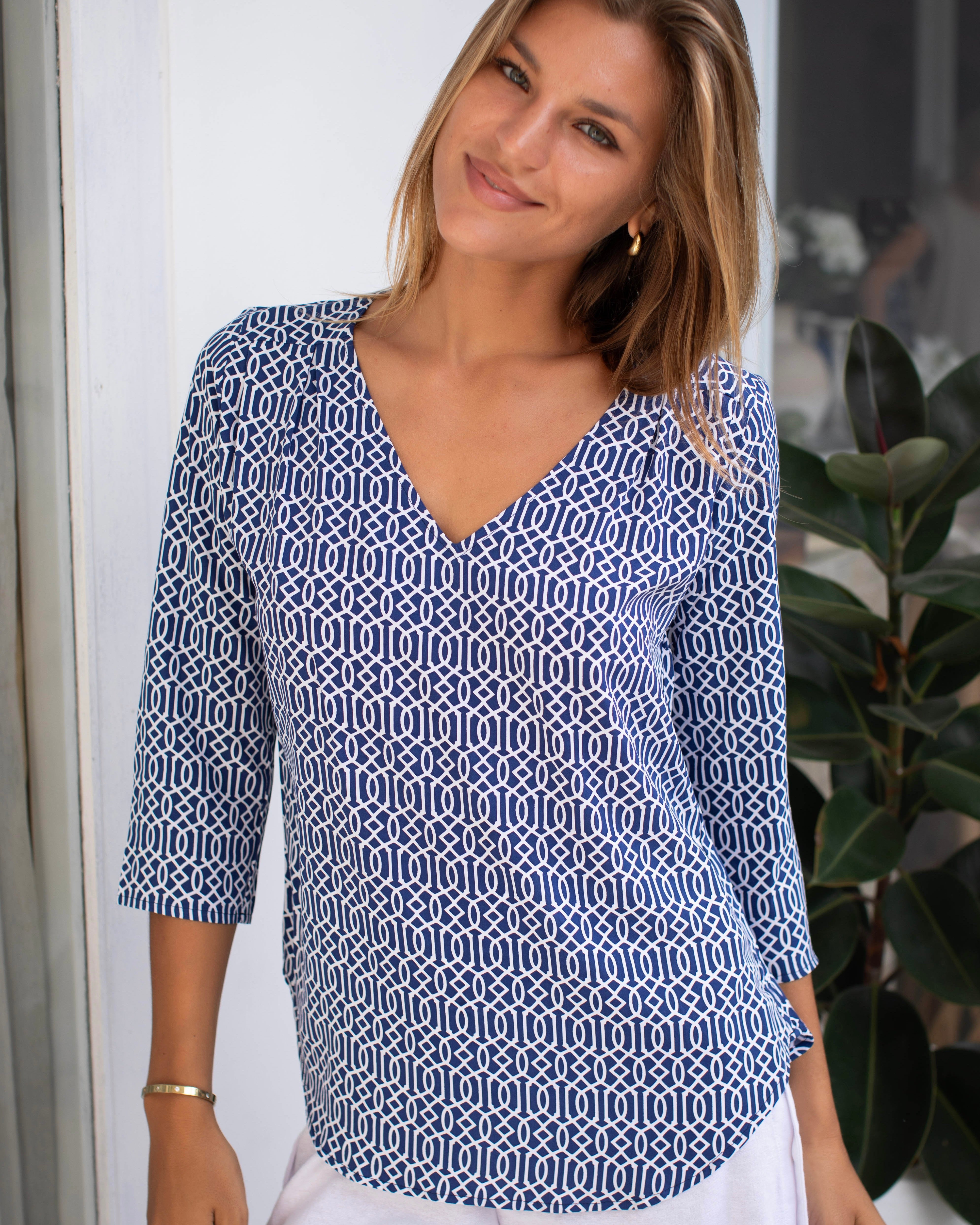 Lizzie Top - Navy Como