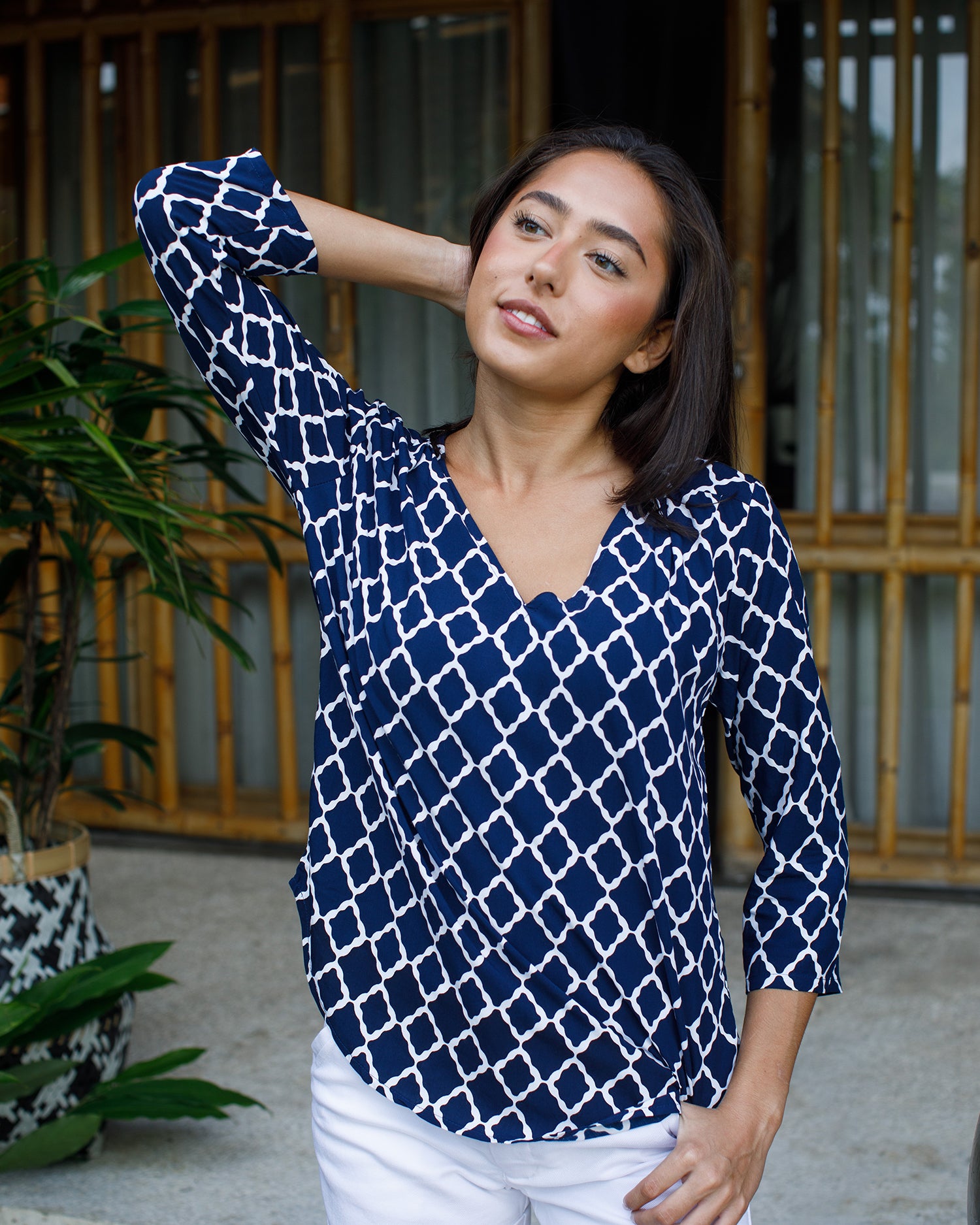 Lizzie Top - Navy/ White Marquis