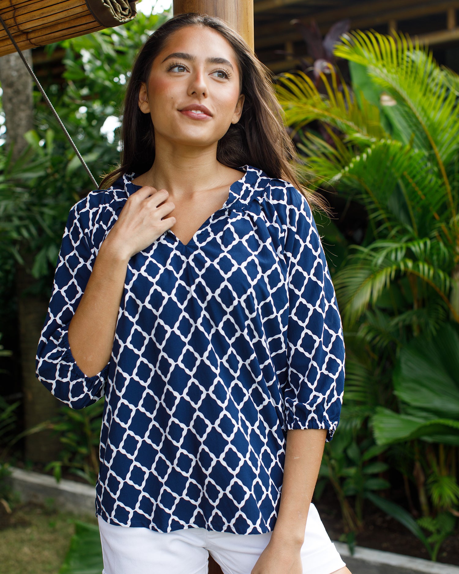 Pippa Navy White Marquise