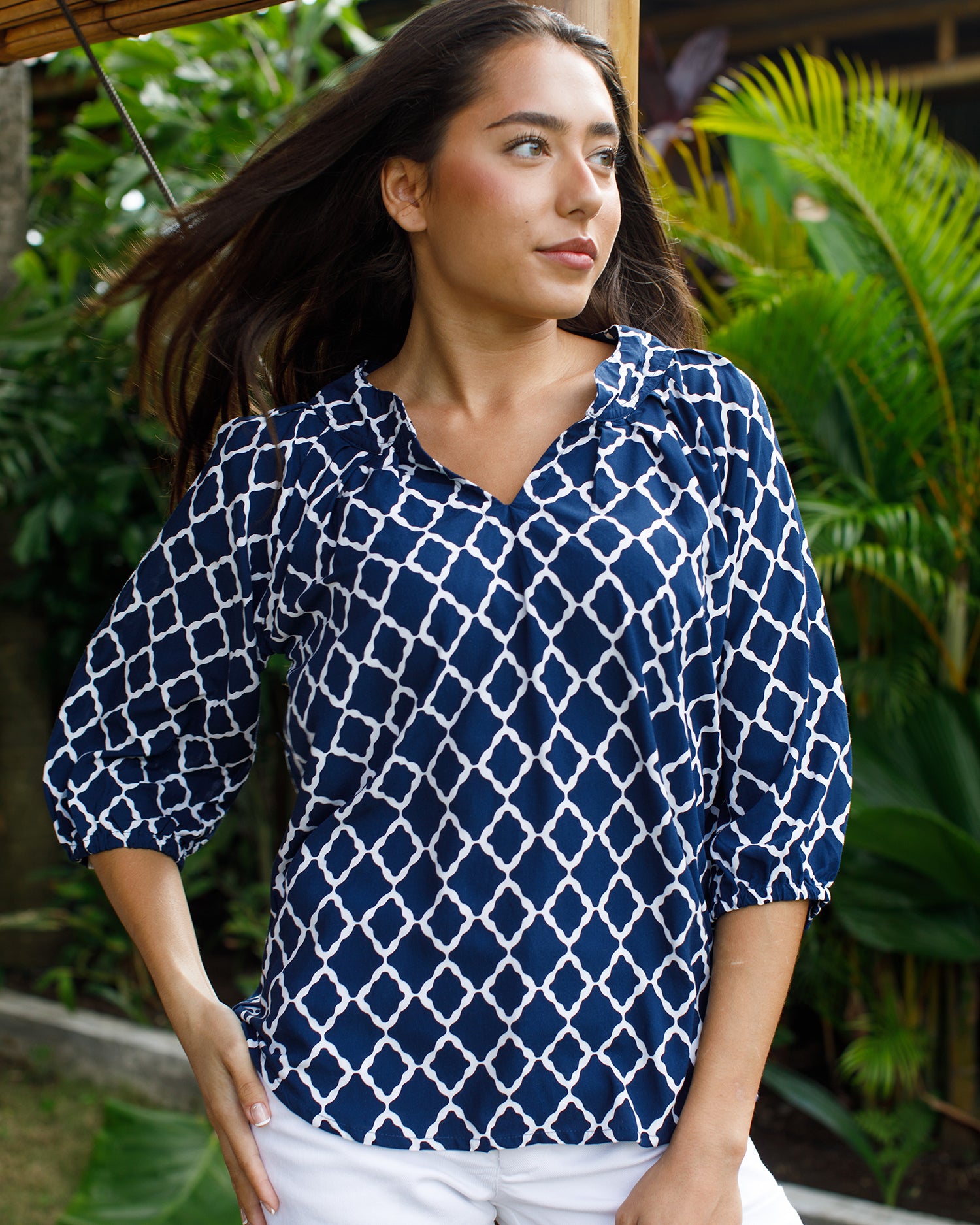 Pippa Navy White Marquise