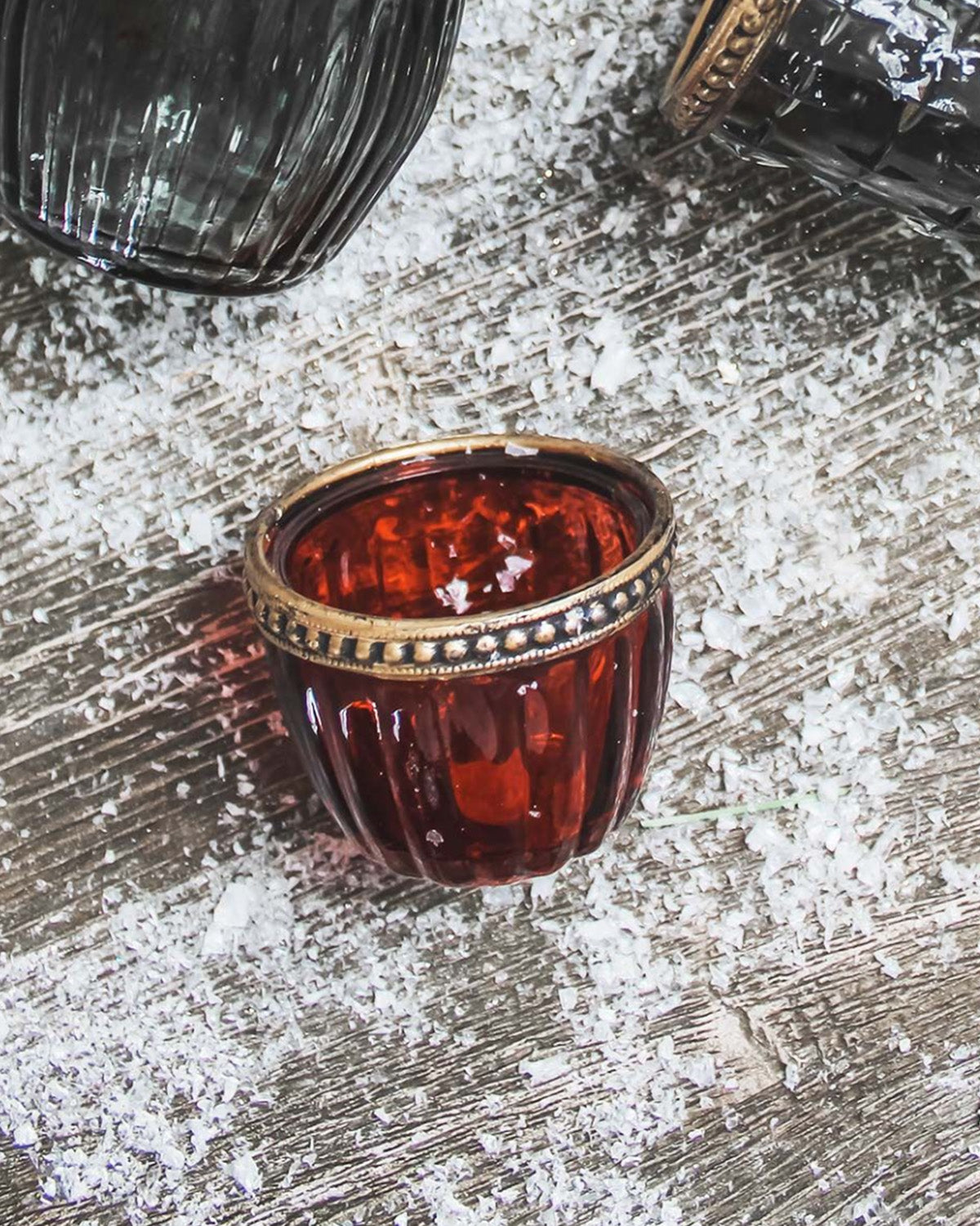 Small Tea Light Holder - Red Glass