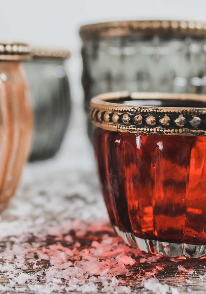 Small Tea Light Holder - Red Glass