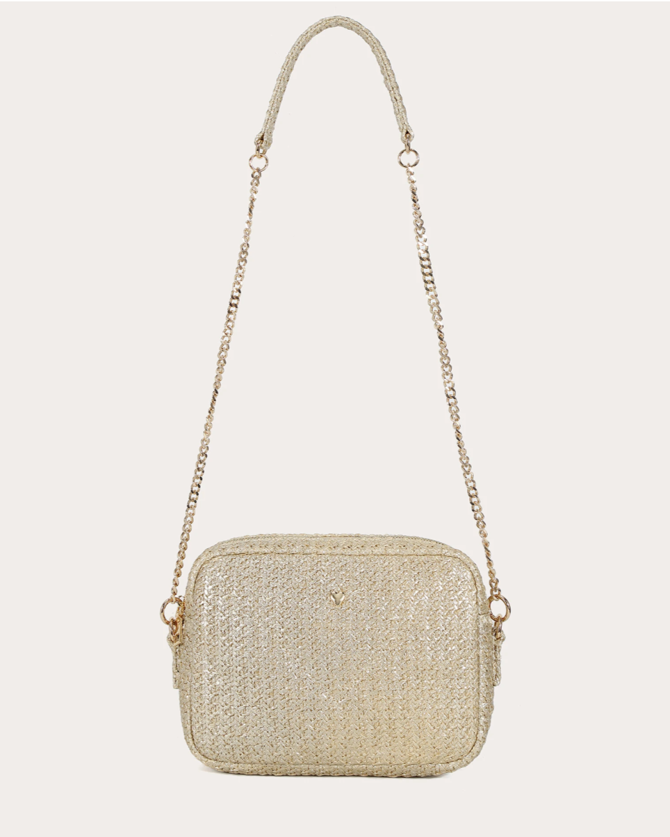 Straw Cross Body Bag - Gold
