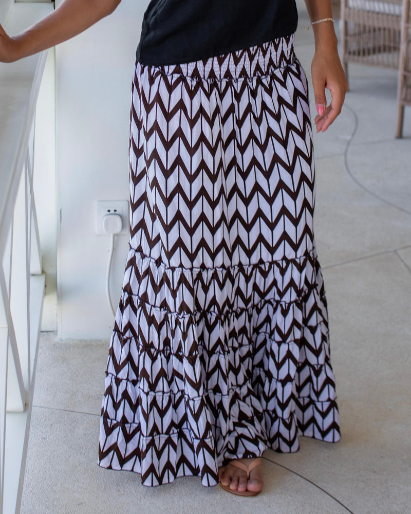 St Tropez Dress/ Skirt - Chocolate Chevron – White Ginger UK