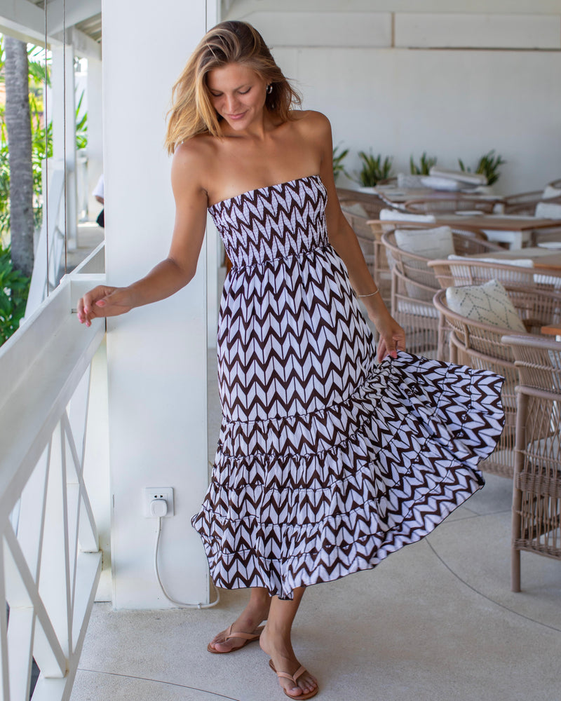 St Tropez Dress/ Skirt - Chocolate Chevron