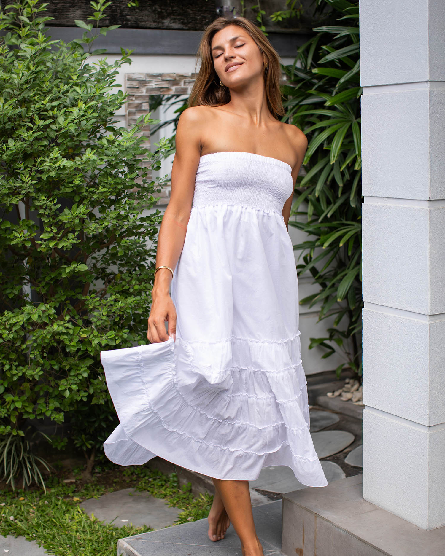 St Tropez Skirt Dress - White Cotton